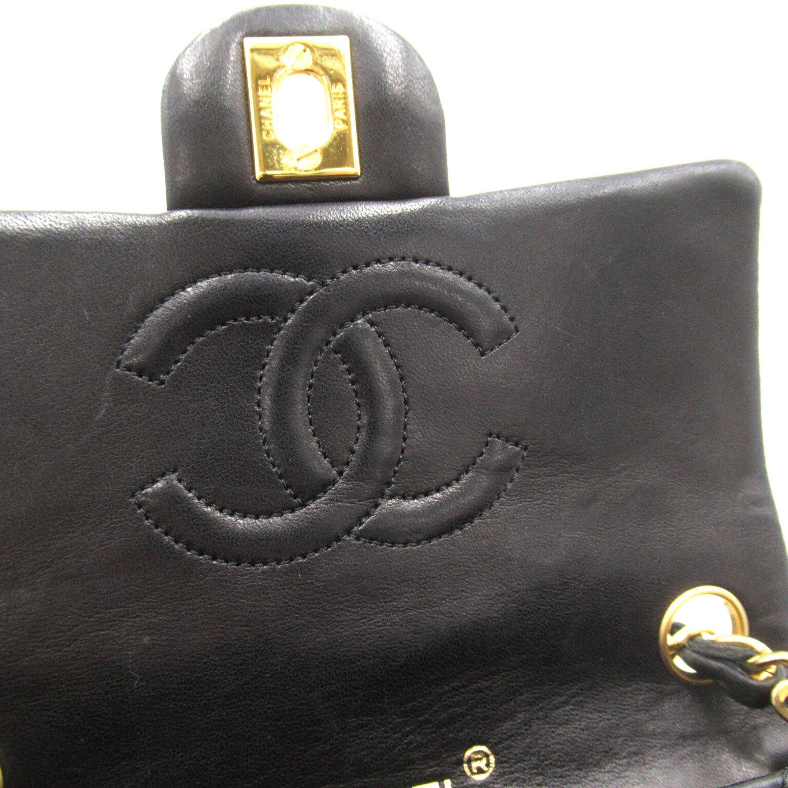 Chanel Chanel Mini Matelasse Chain Shoulder Bag Lambskin (Sheepskin) Black Gold Hardware Size ONE SIZE - 13 Thumbnail