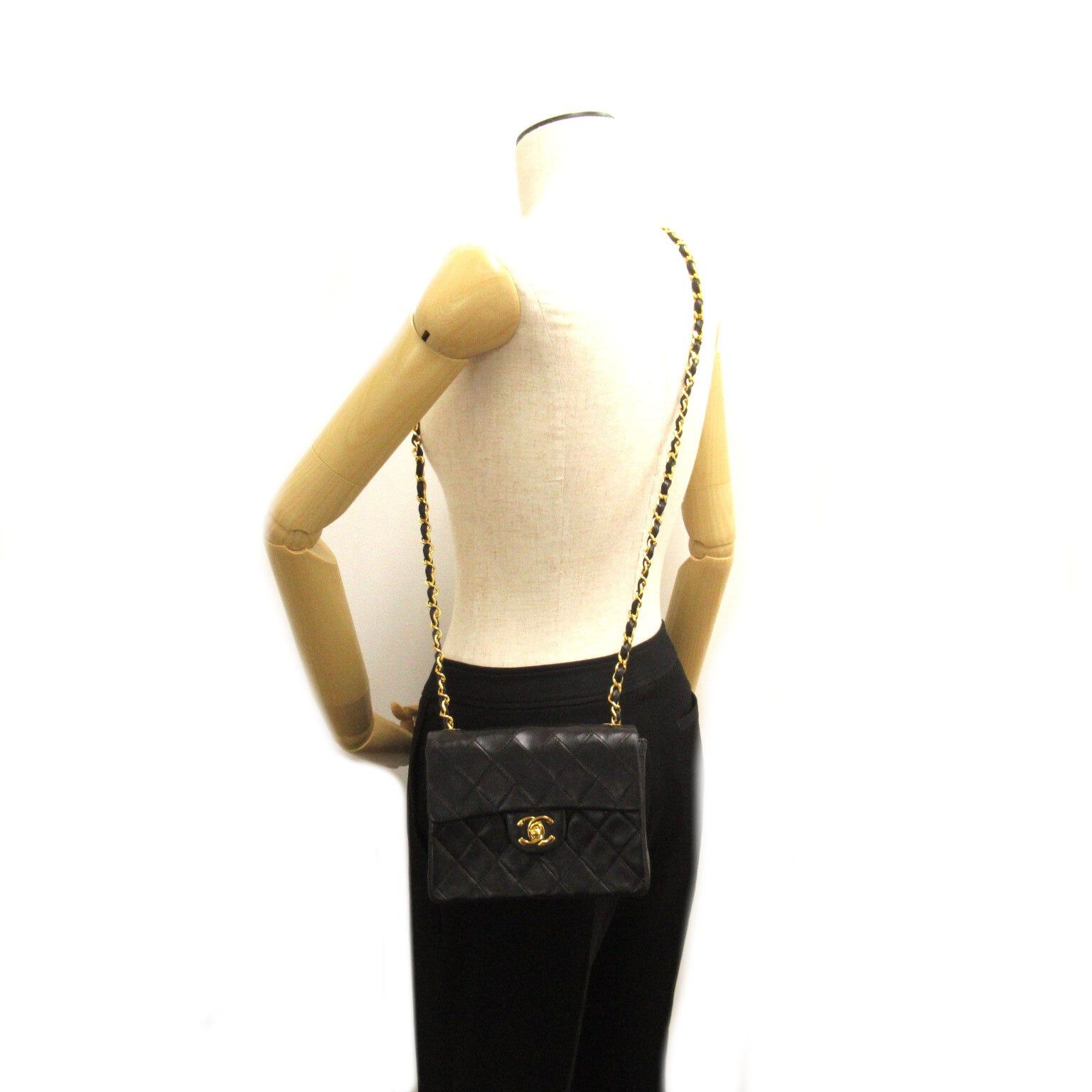 Chanel Chanel Mini Matelasse Chain Shoulder Bag Lambskin (Sheepskin) Black Gold Hardware Size ONE SIZE - 5 Thumbnail