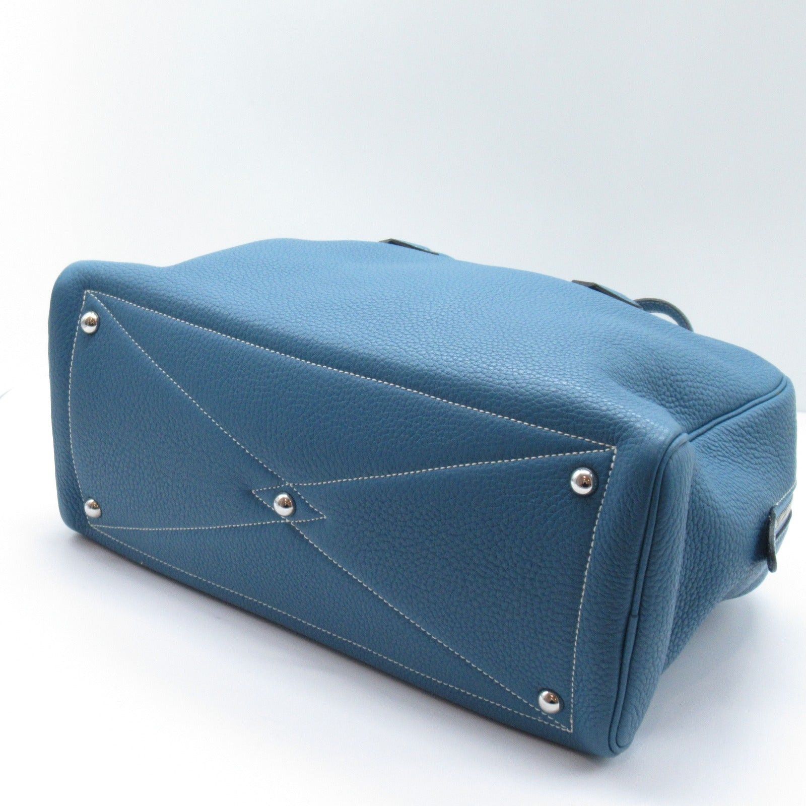 Hermes Hermes Victoria 35 Blue Jean Handbag Leather Clemence Silver Hardware □N Engraved Size ONE SIZE - 5 Thumbnail