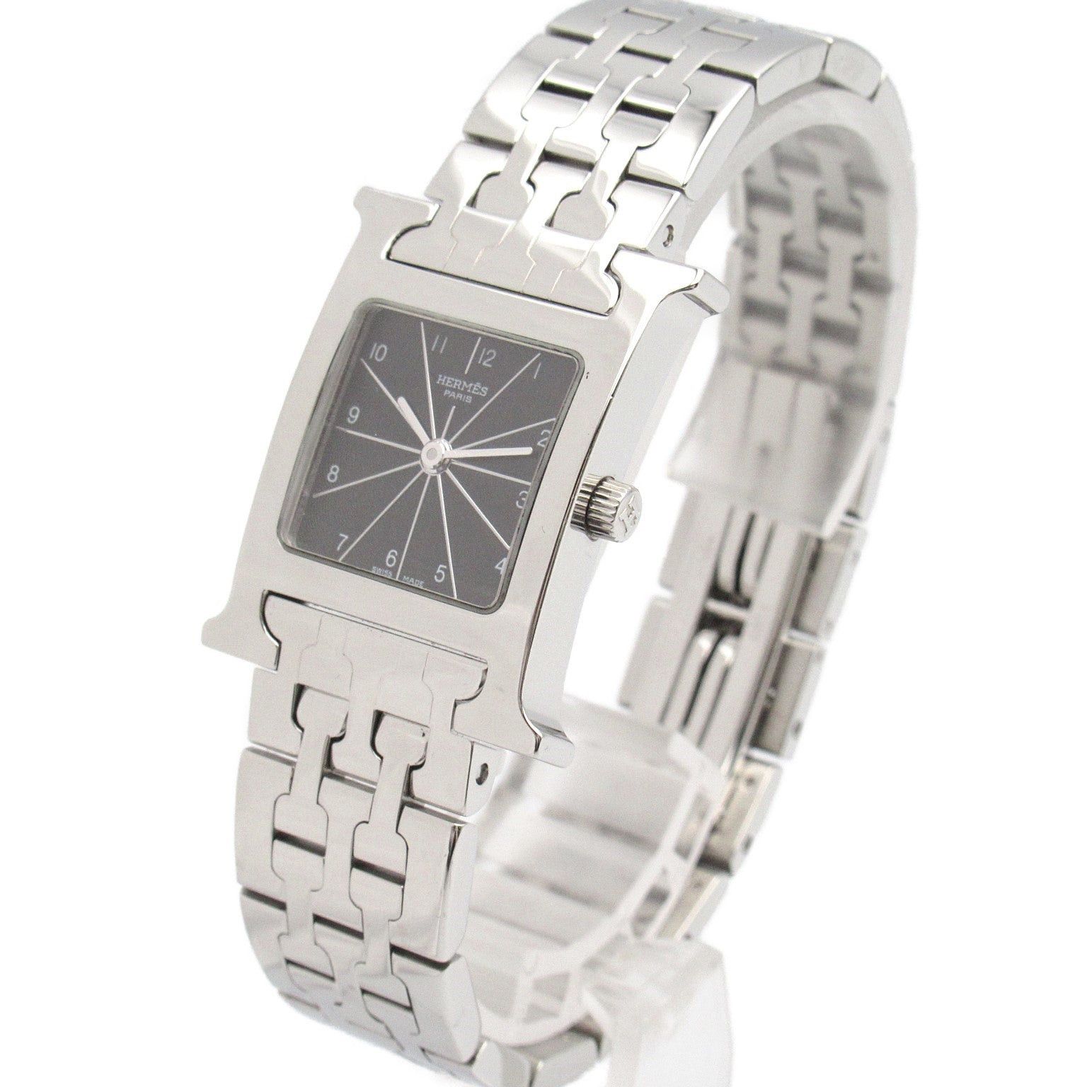 Hermes Hermes H Watch Women Quartz Stainless Steel Black Silver Size ONE SIZE - 3 Thumbnail
