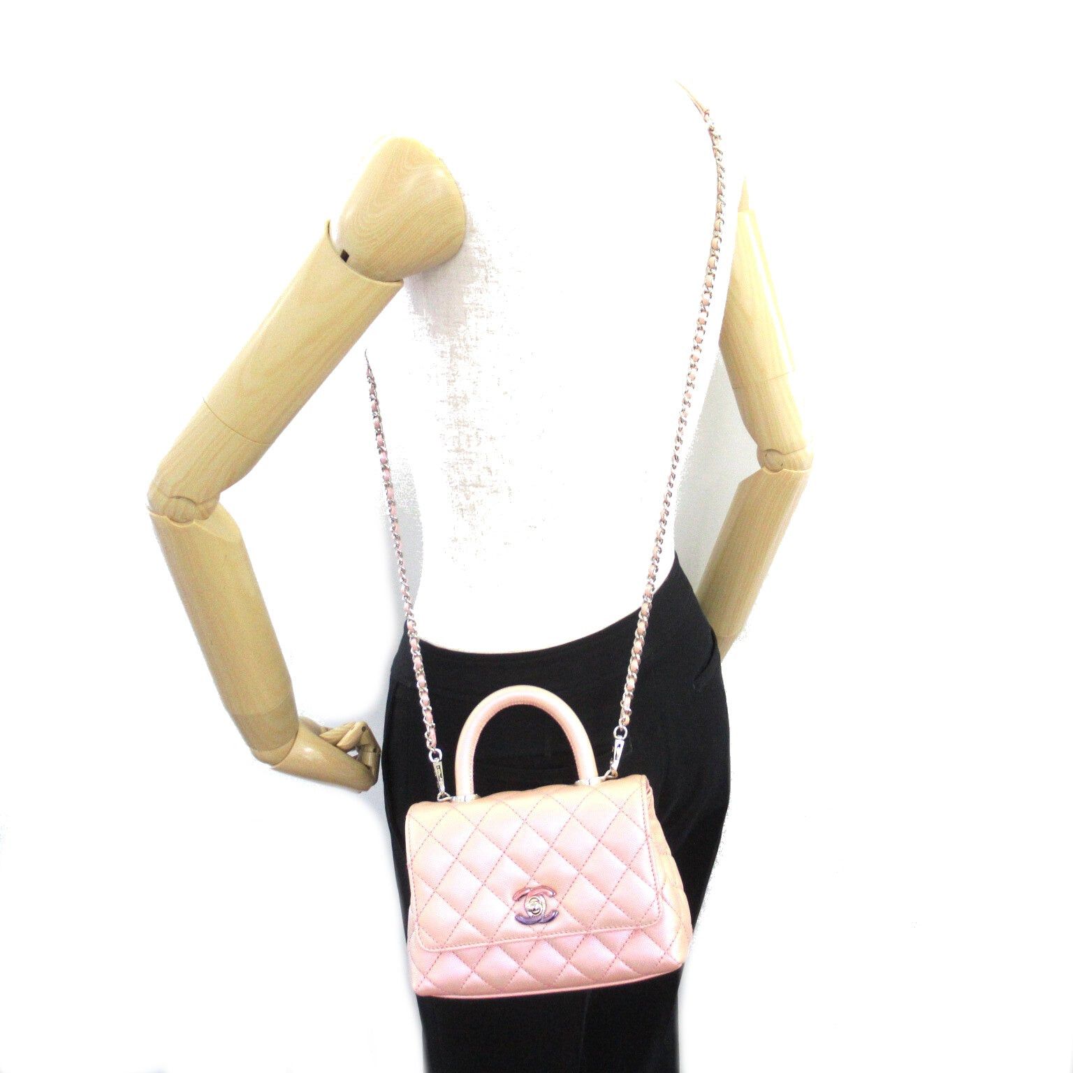 Chanel Chanel Coco Handle Matelasse Shoulder Bag Caviar Skin (Grained Calf) Pink Metallic Silver Hardware Size ONE SIZE - 5 Thumbnail