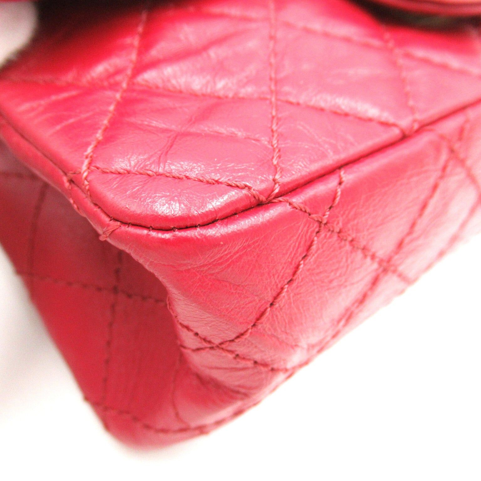 Chanel Chanel 2.55 Mini Matelasse Chain Shoulder Bag Calfskin (Cowhide) Red Gold Hardware Size ONE SIZE - 14 Thumbnail
