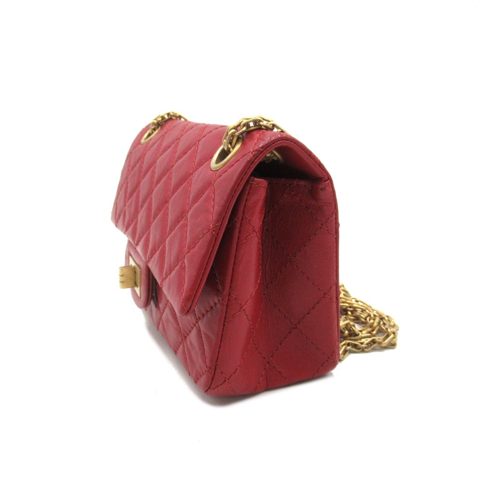 Chanel Chanel 2.55 Mini Matelasse Chain Shoulder Bag Calfskin (Cowhide) Red Gold Hardware Size ONE SIZE - 3 Thumbnail