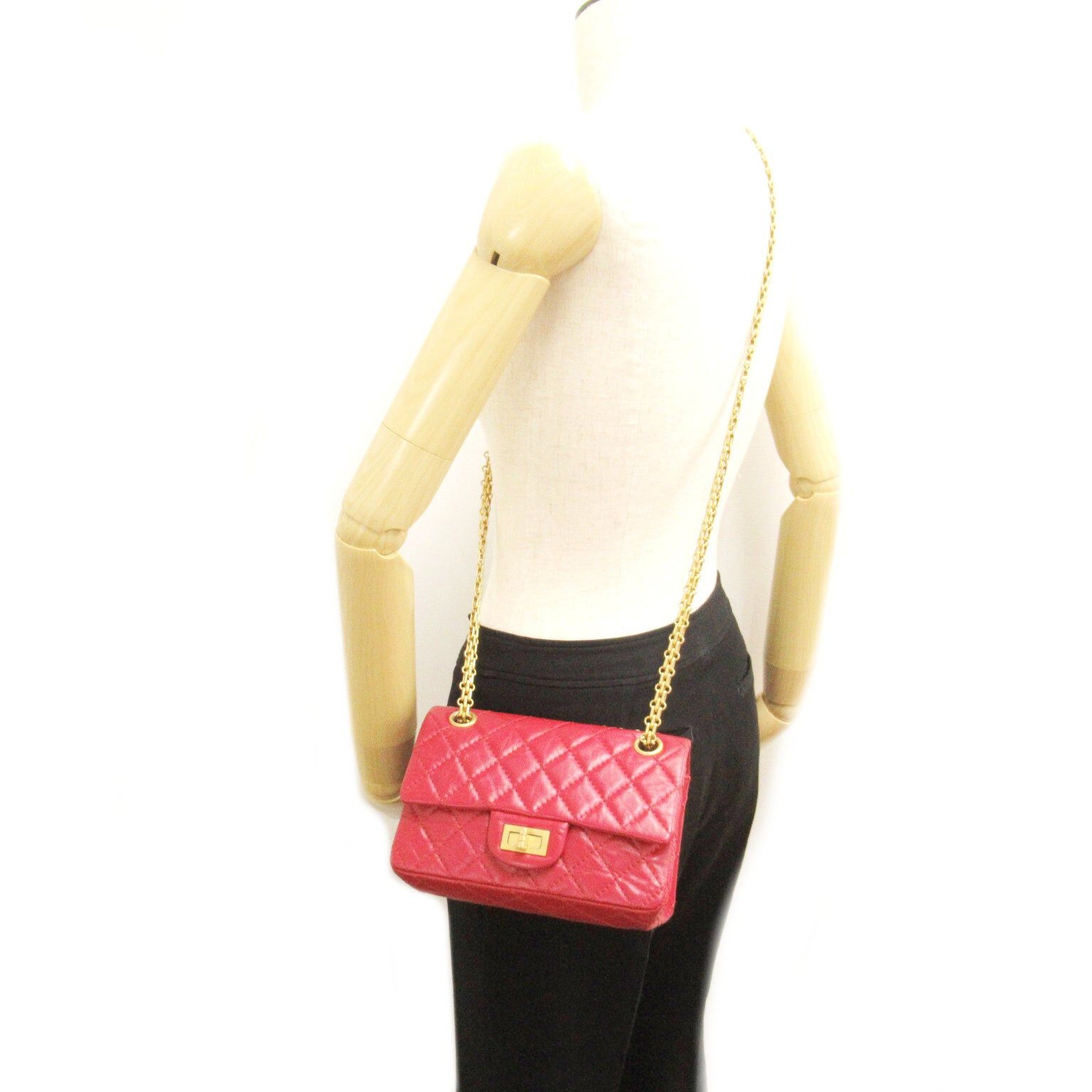 Chanel Chanel 2.55 Mini Matelasse Chain Shoulder Bag Calfskin (Cowhide) Red Gold Hardware Size ONE SIZE - 7 Thumbnail