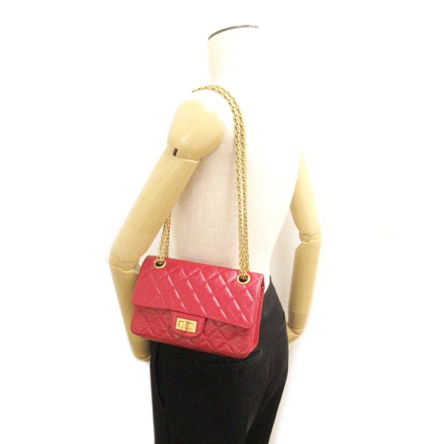 Chanel Chanel 2.55 Mini Matelasse Chain Shoulder Bag Calfskin (Cowhide) Red Gold Hardware Size ONE SIZE - 6 Thumbnail
