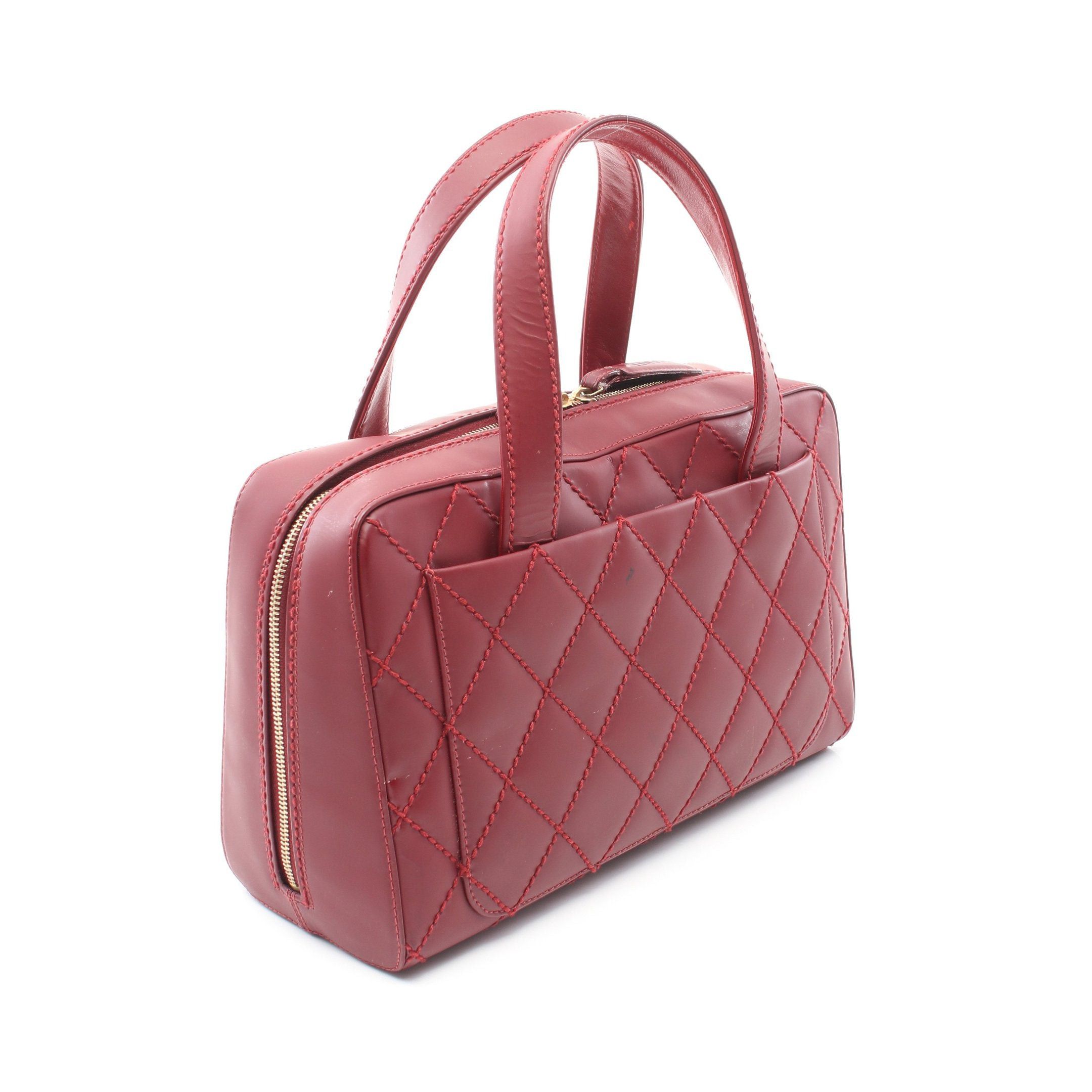 Chanel Chanel Wild Stitch Coco Mark Handbag Leather Bordeaux Gold Hardware Size ONE SIZE - 2 Thumbnail