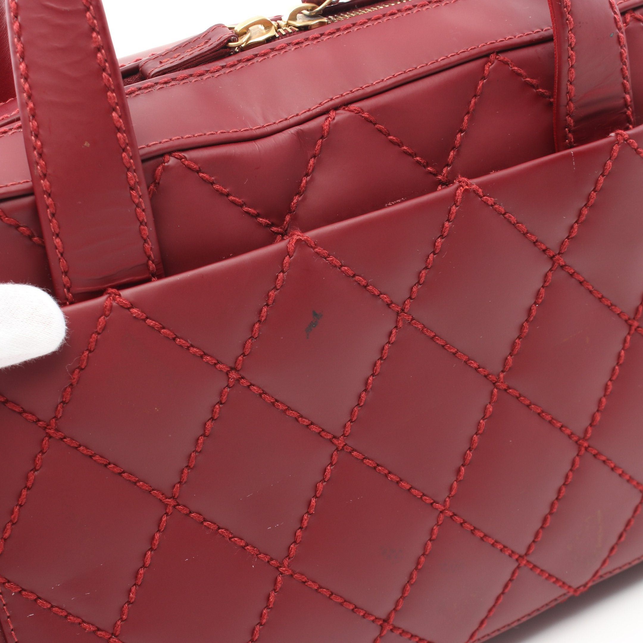 Chanel Chanel Wild Stitch Coco Mark Handbag Leather Bordeaux Gold Hardware Size ONE SIZE - 11 Thumbnail