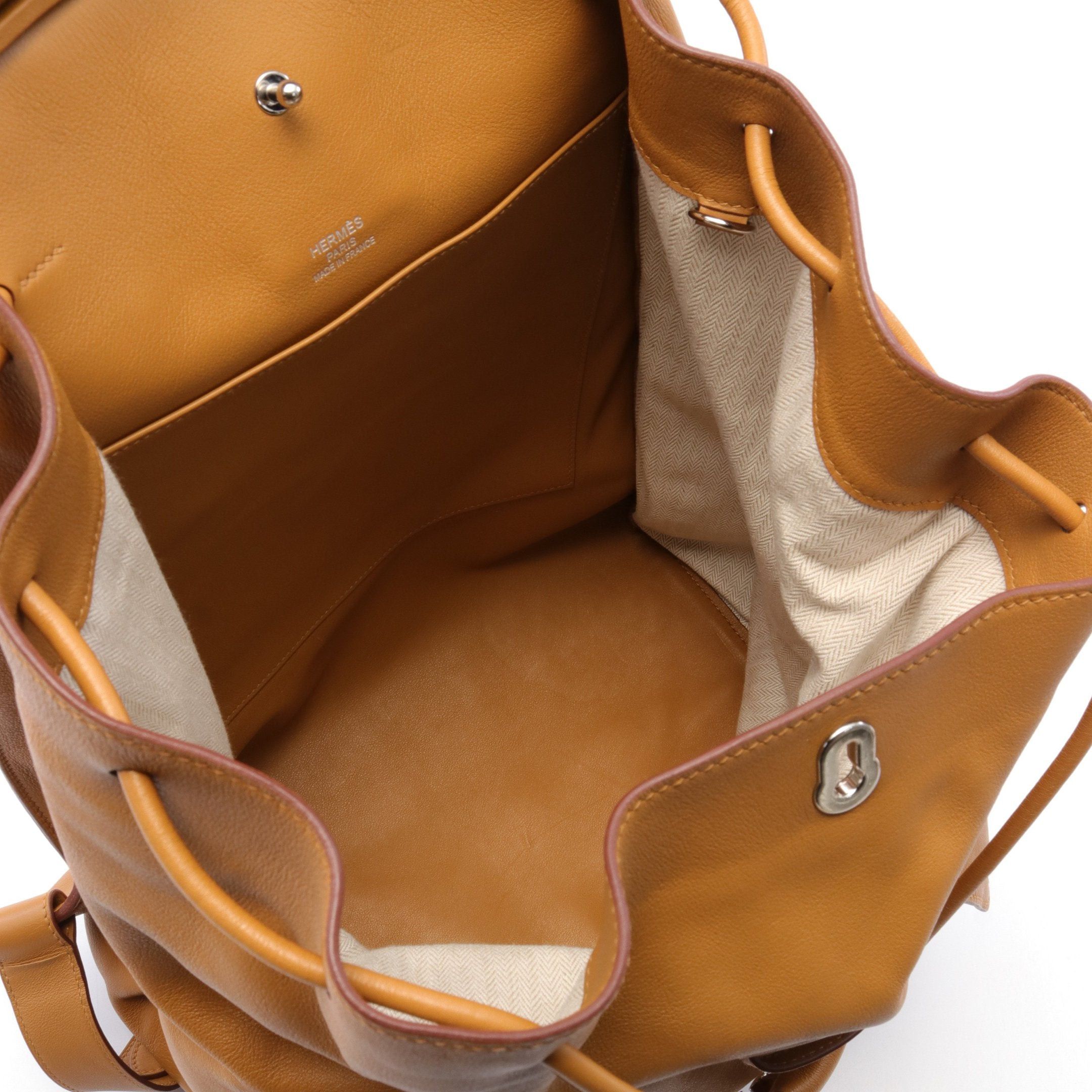 Hermes Hermes Sac Ad Daypack Caramel Backpack Rucksack Veau Gulliver Light Brown Silver Hardware □ R Stamp Size ONE SIZE - 3 Thumbnail