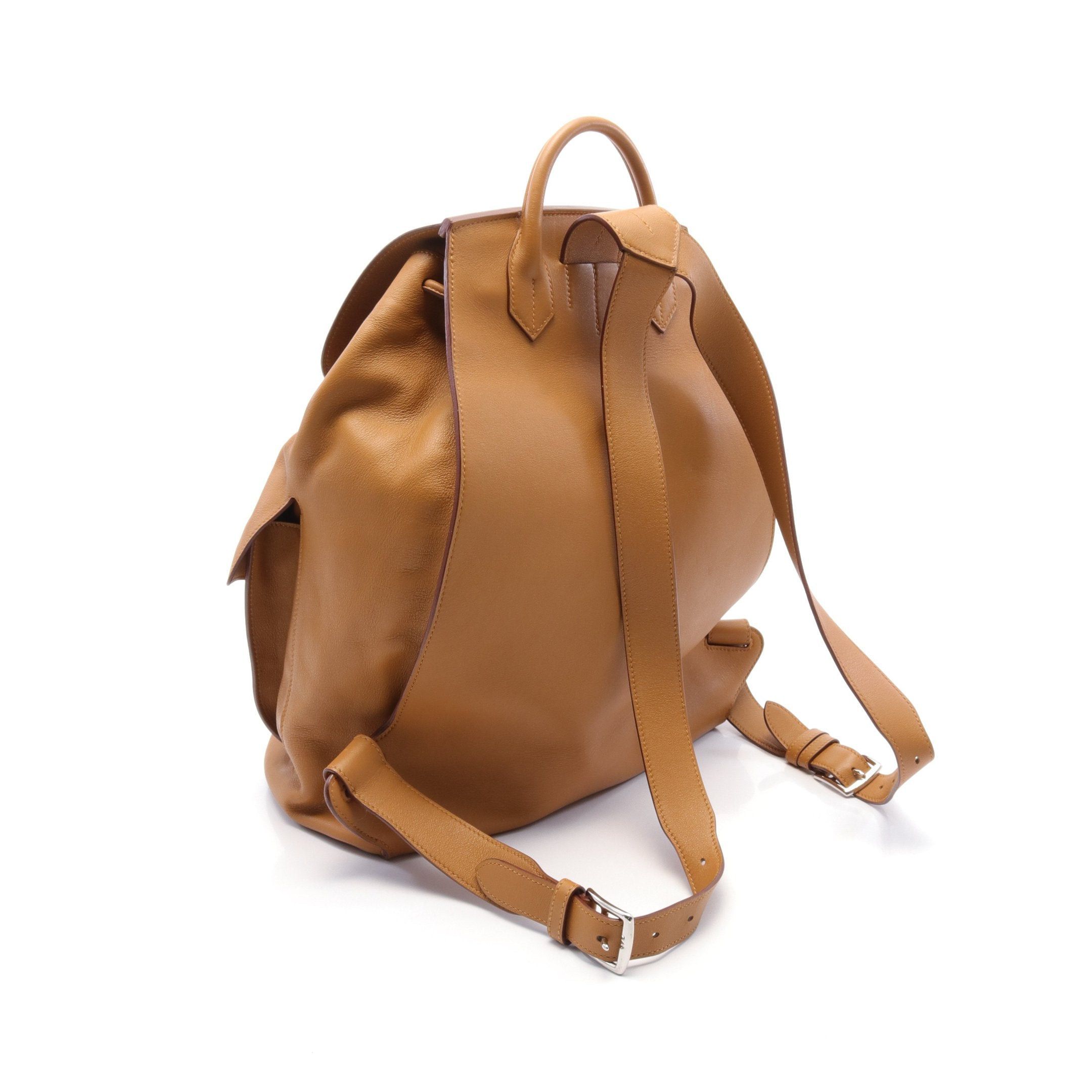 Hermes Hermes Sac Ad Daypack Caramel Backpack Rucksack Veau Gulliver Light Brown Silver Hardware □ R Stamp Size ONE SIZE - 2 Thumbnail