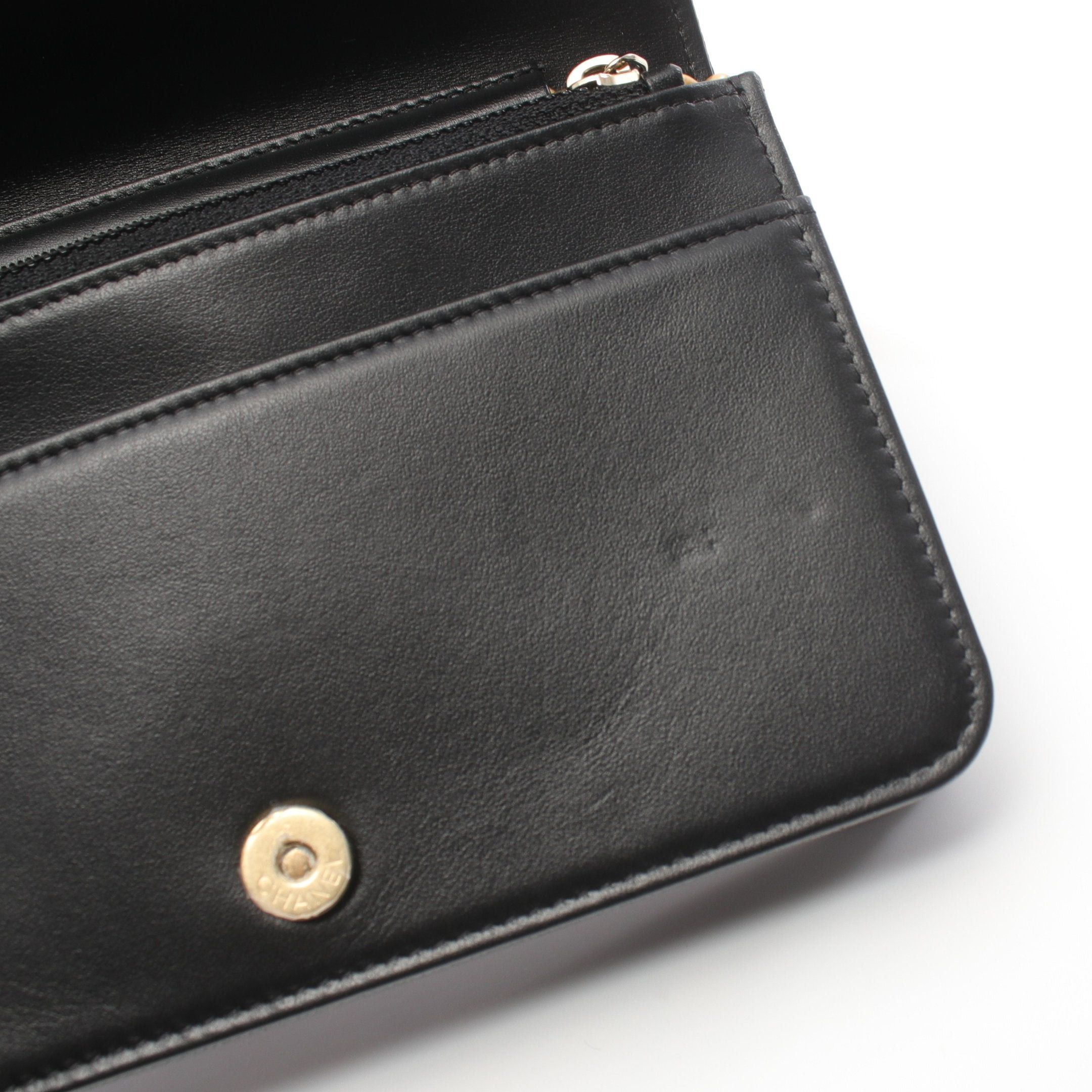 Chanel Chanel Boy Chanel Matelasse Chain Wallet Caviar Skin Black Gold Hardware Size ONE SIZE - 6 Thumbnail