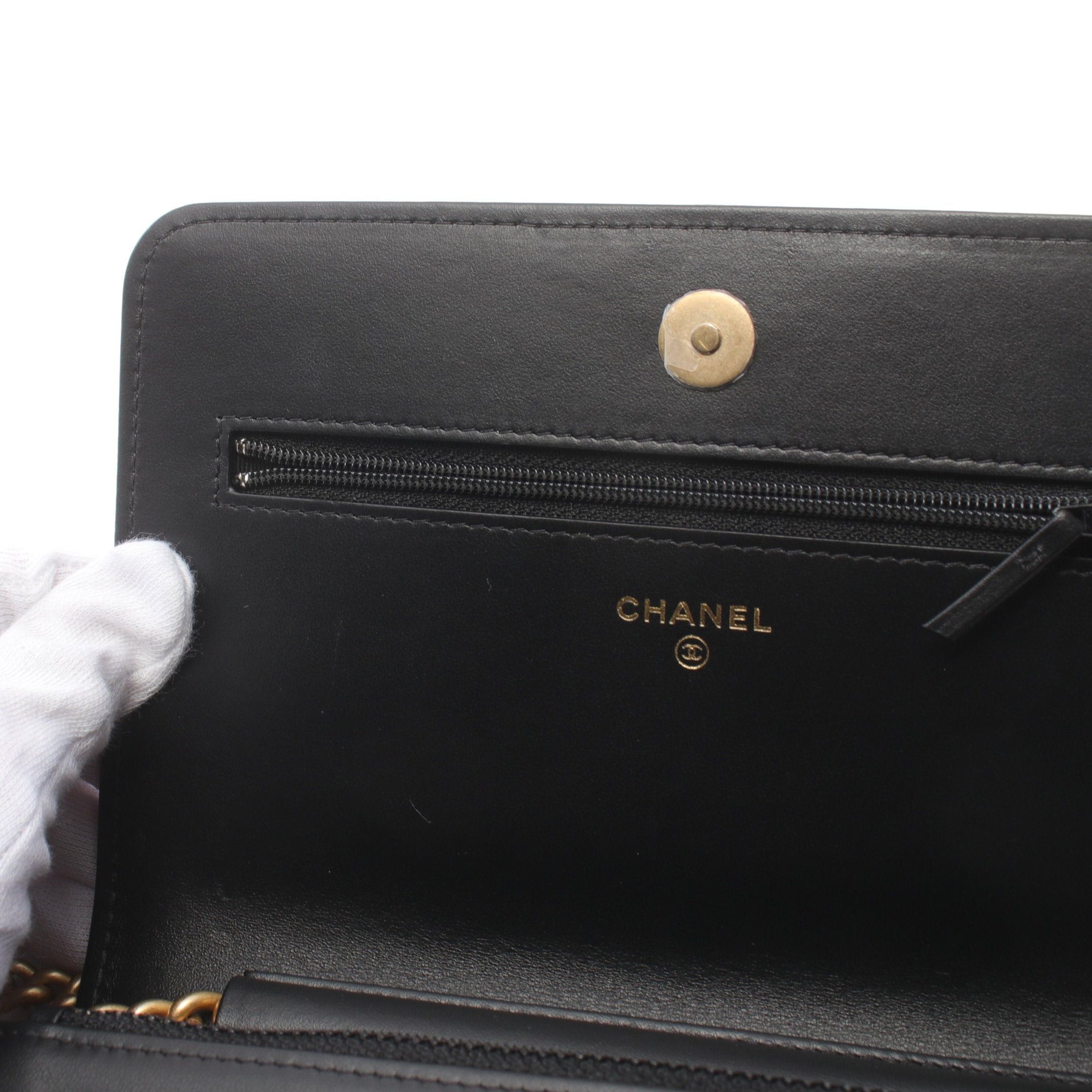 Chanel Chanel Boy Chanel Matelasse Chain Wallet Caviar Skin Black Gold Hardware Size ONE SIZE - 7 Thumbnail