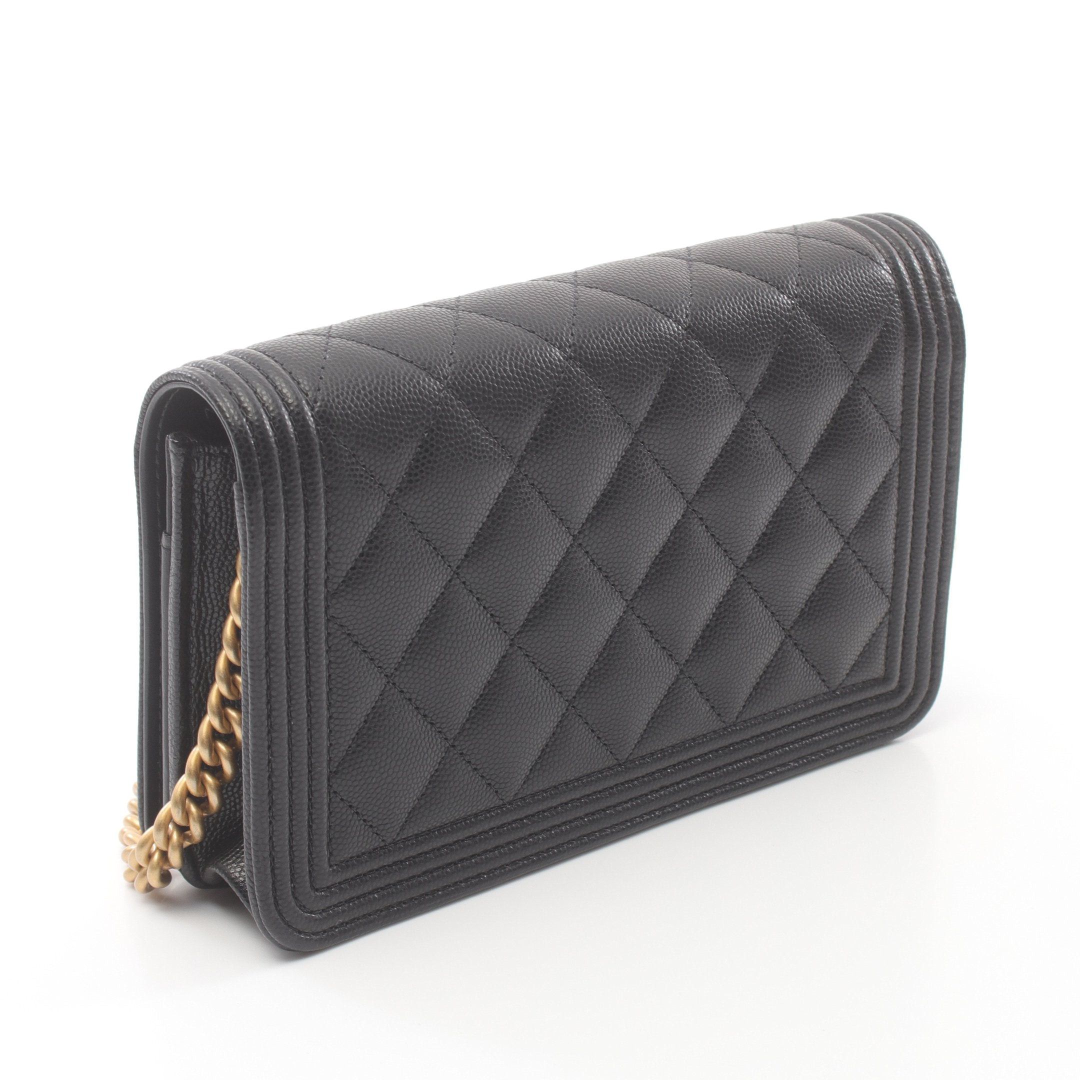Chanel Chanel Boy Chanel Matelasse Chain Wallet Caviar Skin Black Gold Hardware Size ONE SIZE - 2 Thumbnail