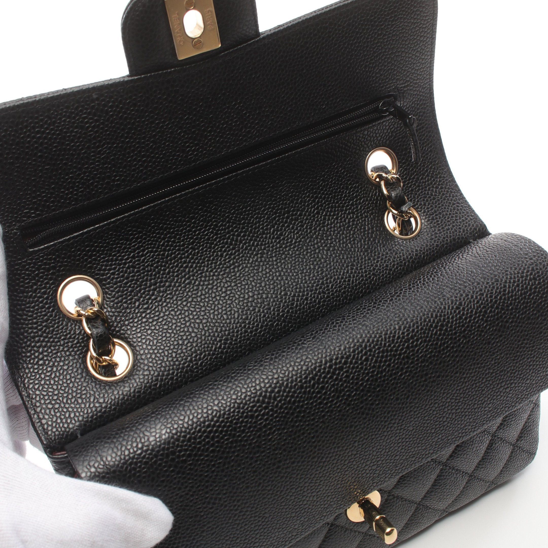 Chanel Chanel Matelasse Double Flap Chain Shoulder Bag Caviar Skin Black Gold Hardware Size ONE SIZE - 6 Thumbnail