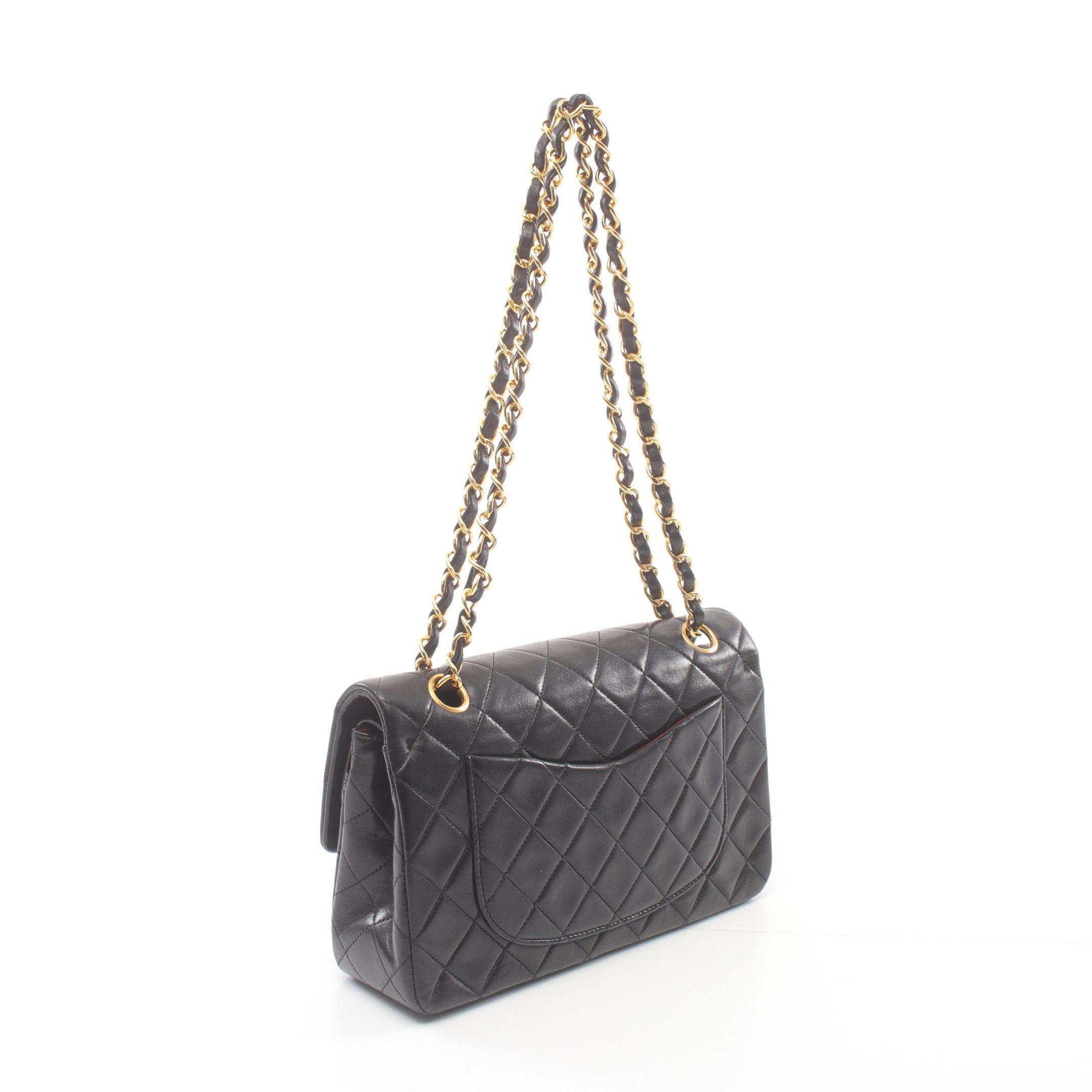 Chanel Chanel Matelasse Double Flap Chain Shoulder Bag Lambskin Black Gold Hardware Size ONE SIZE - 2 Thumbnail