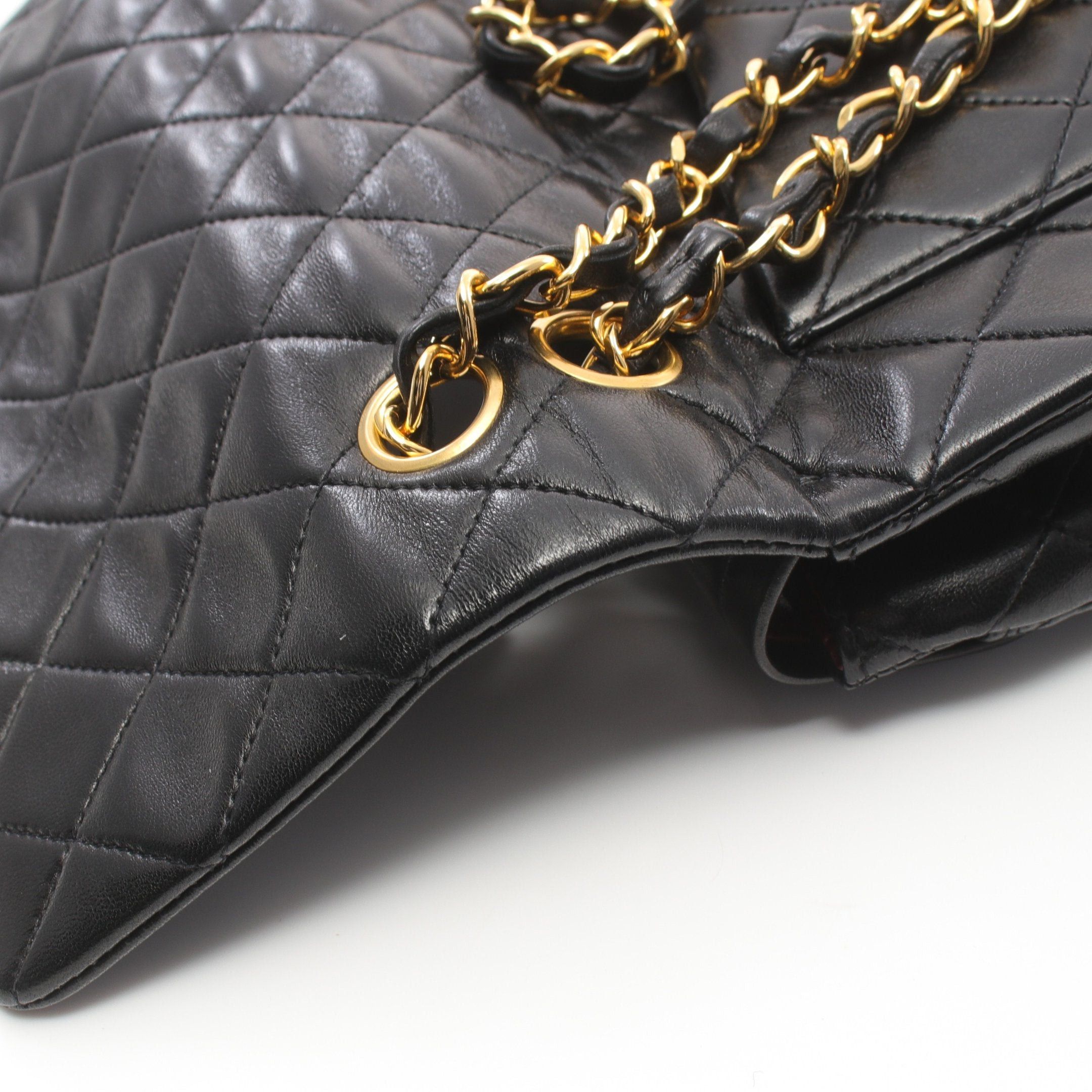 Chanel Chanel Matelasse Double Flap Chain Shoulder Bag Lambskin Black Gold Hardware Size ONE SIZE - 11 Thumbnail