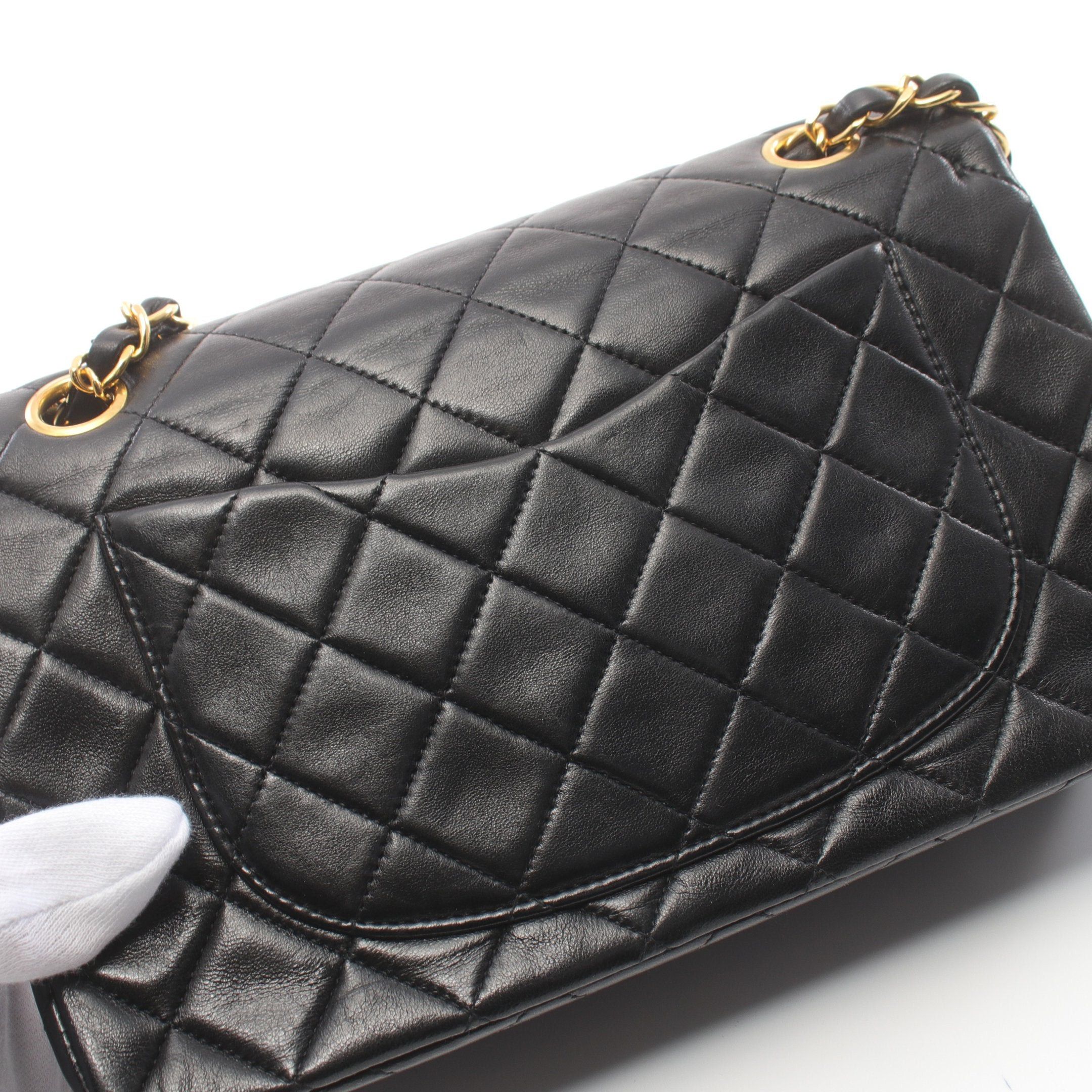 Chanel Chanel Matelasse Double Flap Chain Shoulder Bag Lambskin Black Gold Hardware Size ONE SIZE - 9 Thumbnail