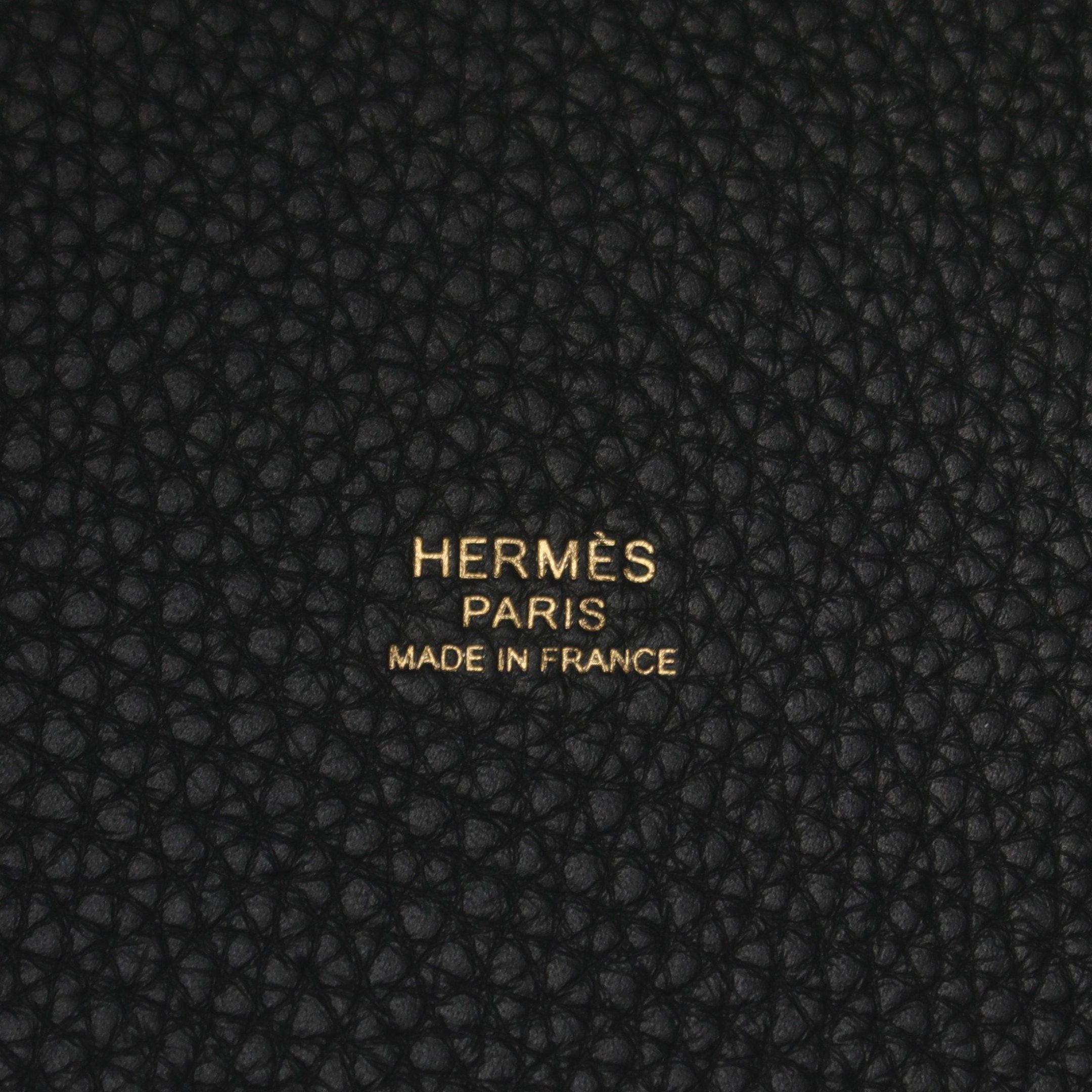 Hermes Hermes Picotan Lock Pm Handbag Clemence Leather Black Gold Hardware Double Engraved Size ONE SIZE - 4 Thumbnail