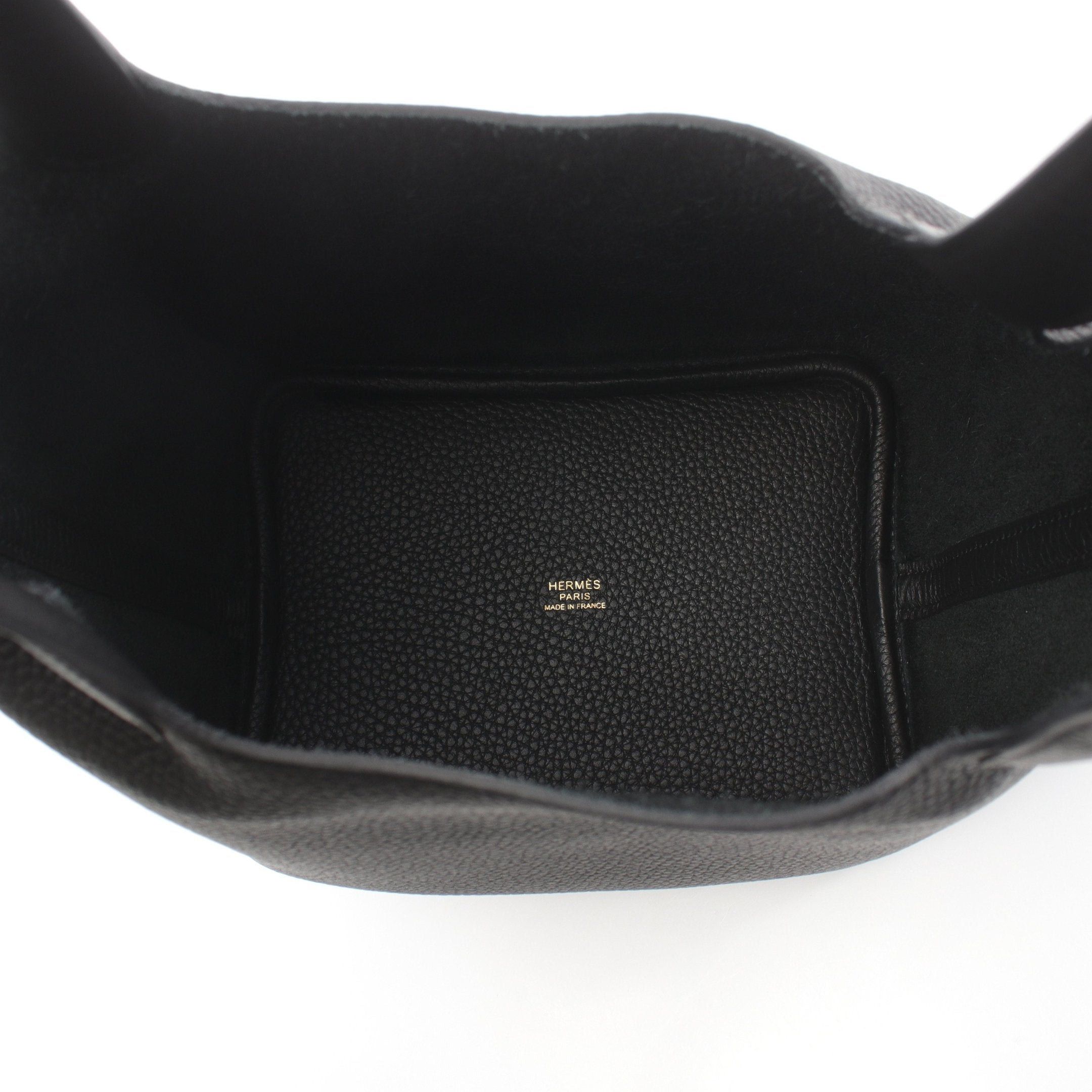 Hermes Hermes Picotan Lock Pm Handbag Clemence Leather Black Gold Hardware Double Engraved Size ONE SIZE - 3 Thumbnail