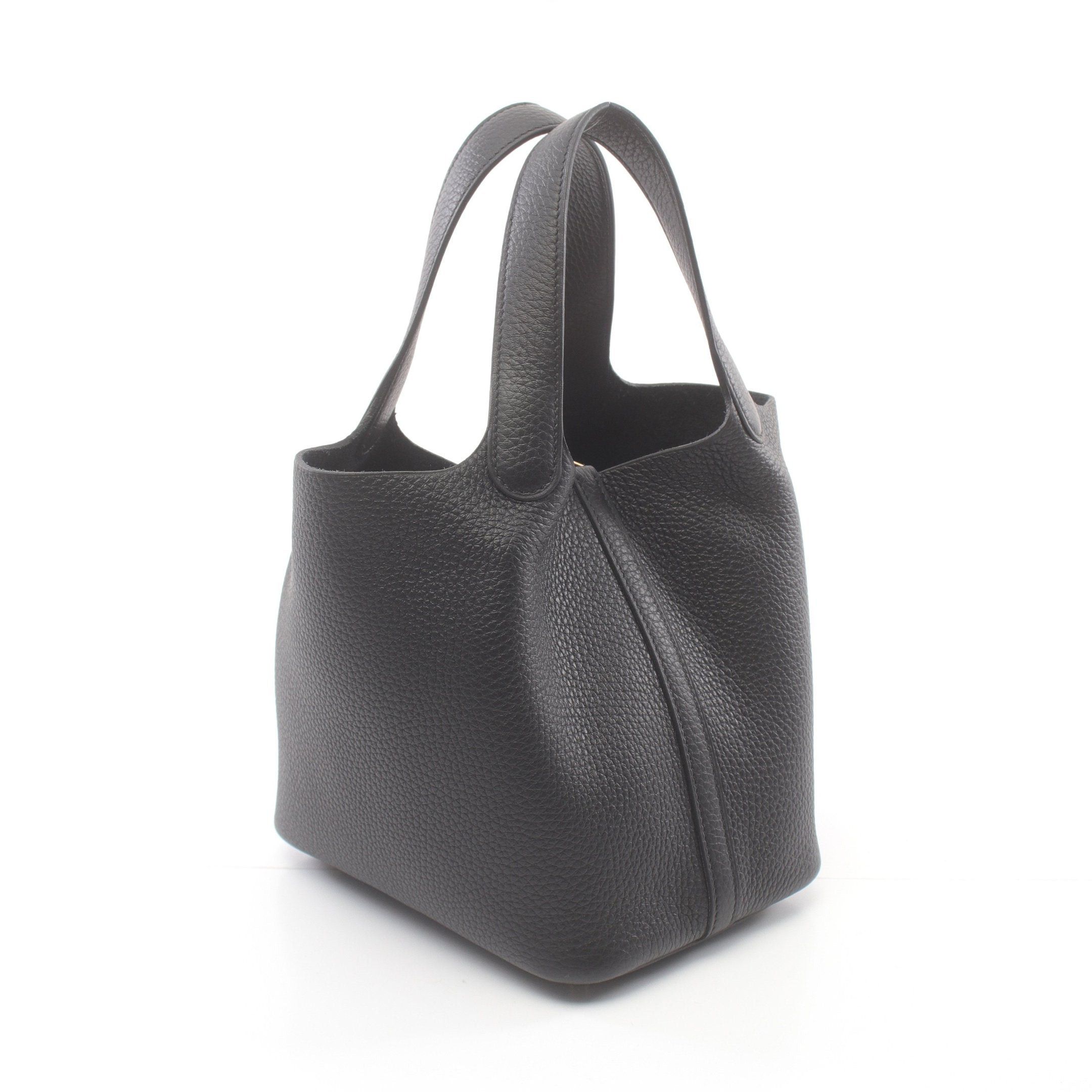 Hermes Hermes Picotan Lock Pm Handbag Clemence Leather Black Gold Hardware Double Engraved Size ONE SIZE - 2 Thumbnail