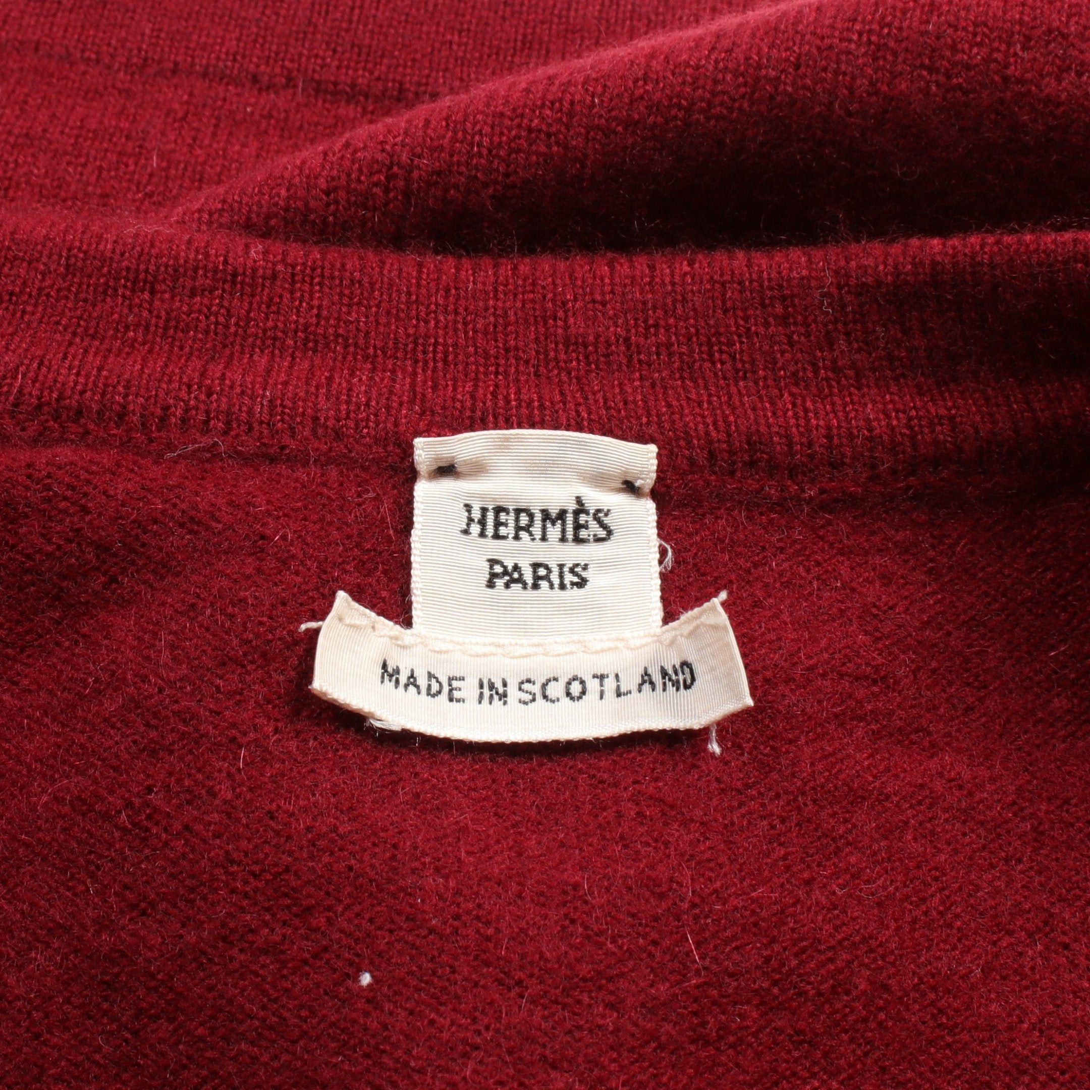 Hermes Hermes Cardigan V-Neck Cashmere Bordeaux Size ONE SIZE - 3 Thumbnail