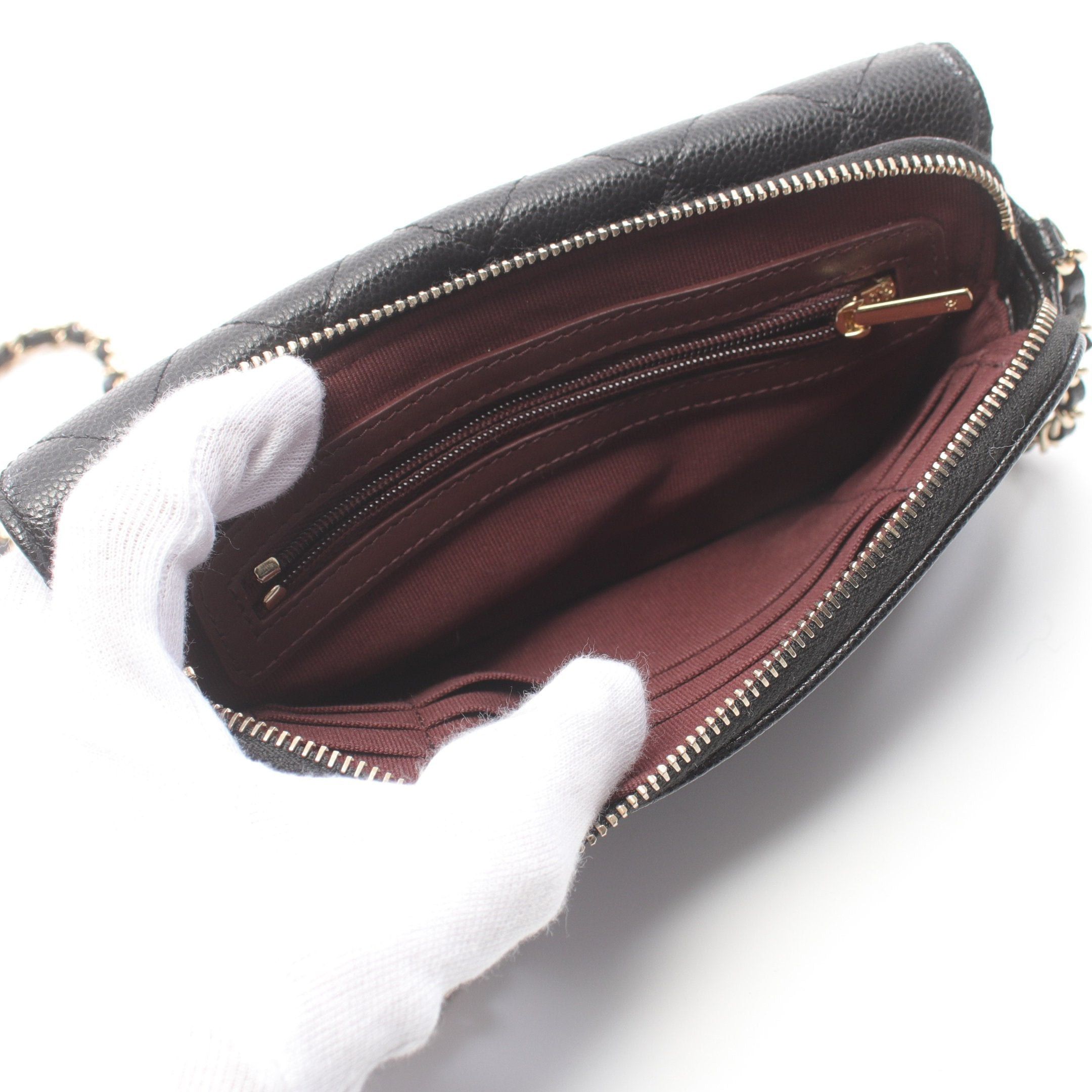 Chanel Chanel Matelasse Chain Phone Case Wallet Shoulder Bag Caviar Skin Black Gold Hardware Size ONE SIZE - 3 Thumbnail