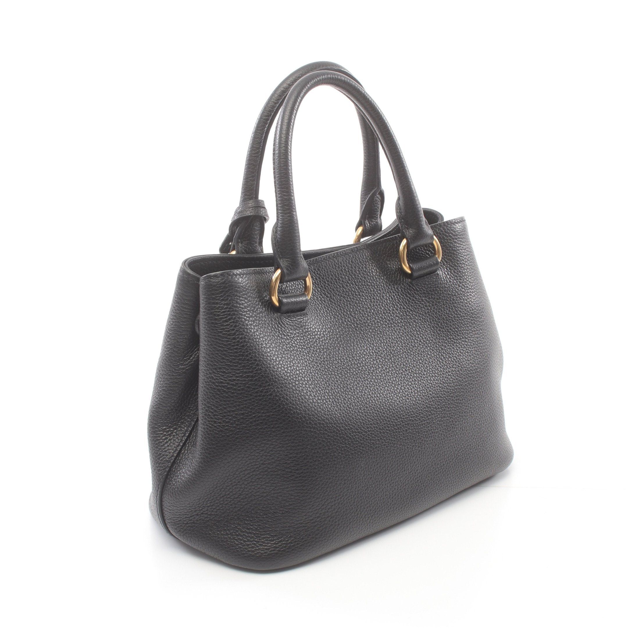 Prada Prada Vitello Phenix Handbag Leather Black Size ONE SIZE - 2 Thumbnail