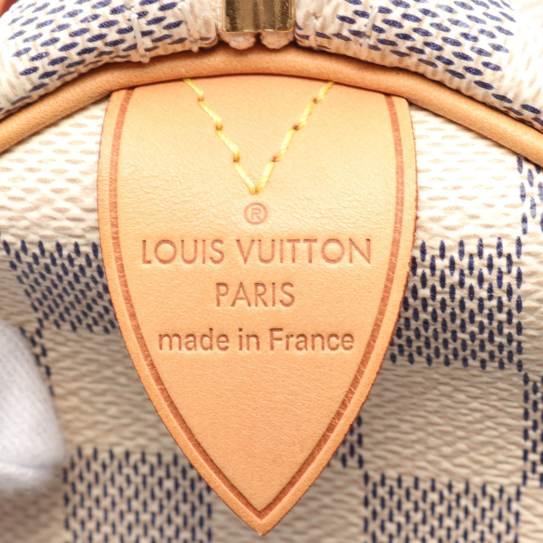 Louis Vuitton Louis Vuitton Speedy 25 Damier Azur Handbag Leather White Size ONE SIZE - 4 Thumbnail