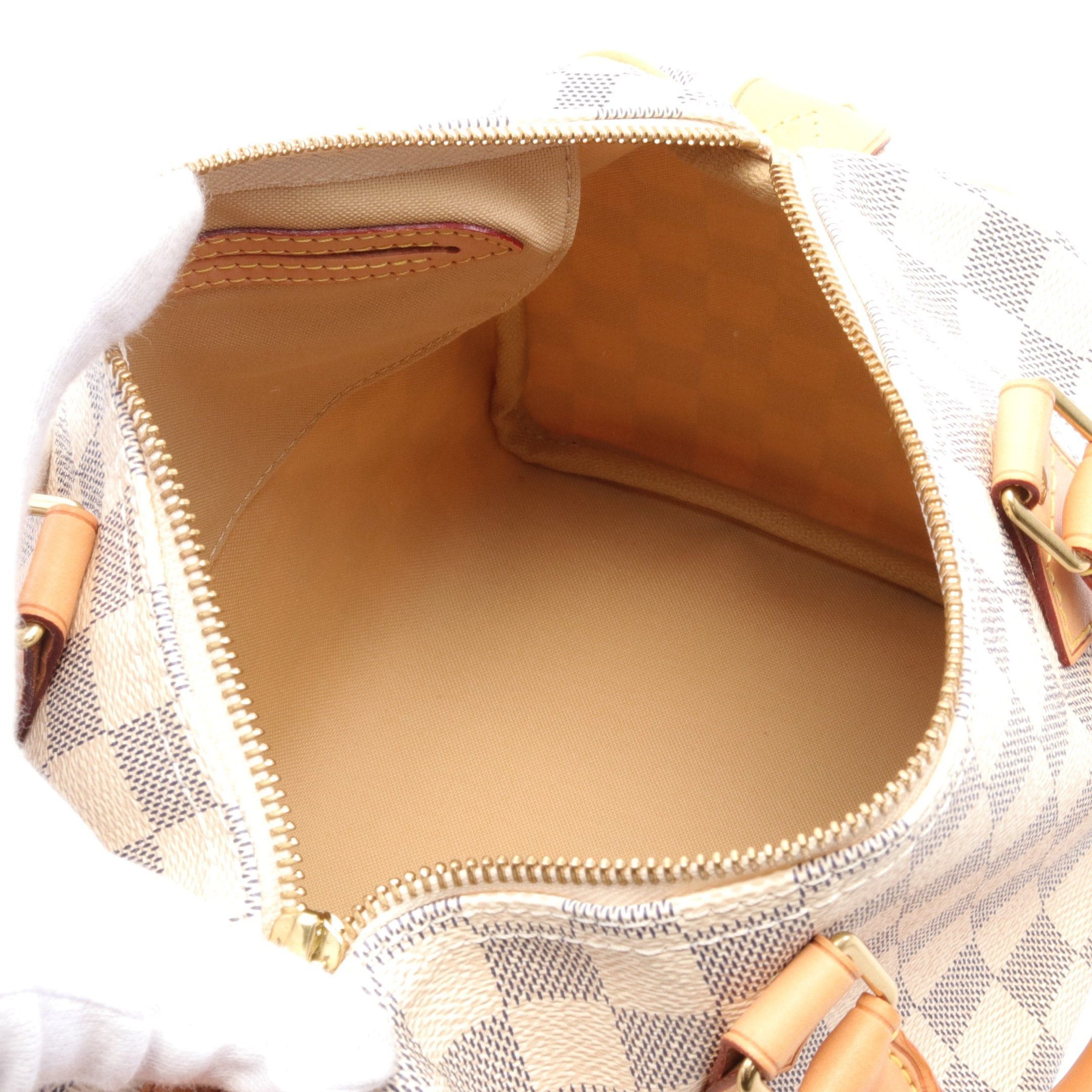 Louis Vuitton Louis Vuitton Speedy 25 Damier Azur Handbag Leather White Size ONE SIZE - 3 Thumbnail