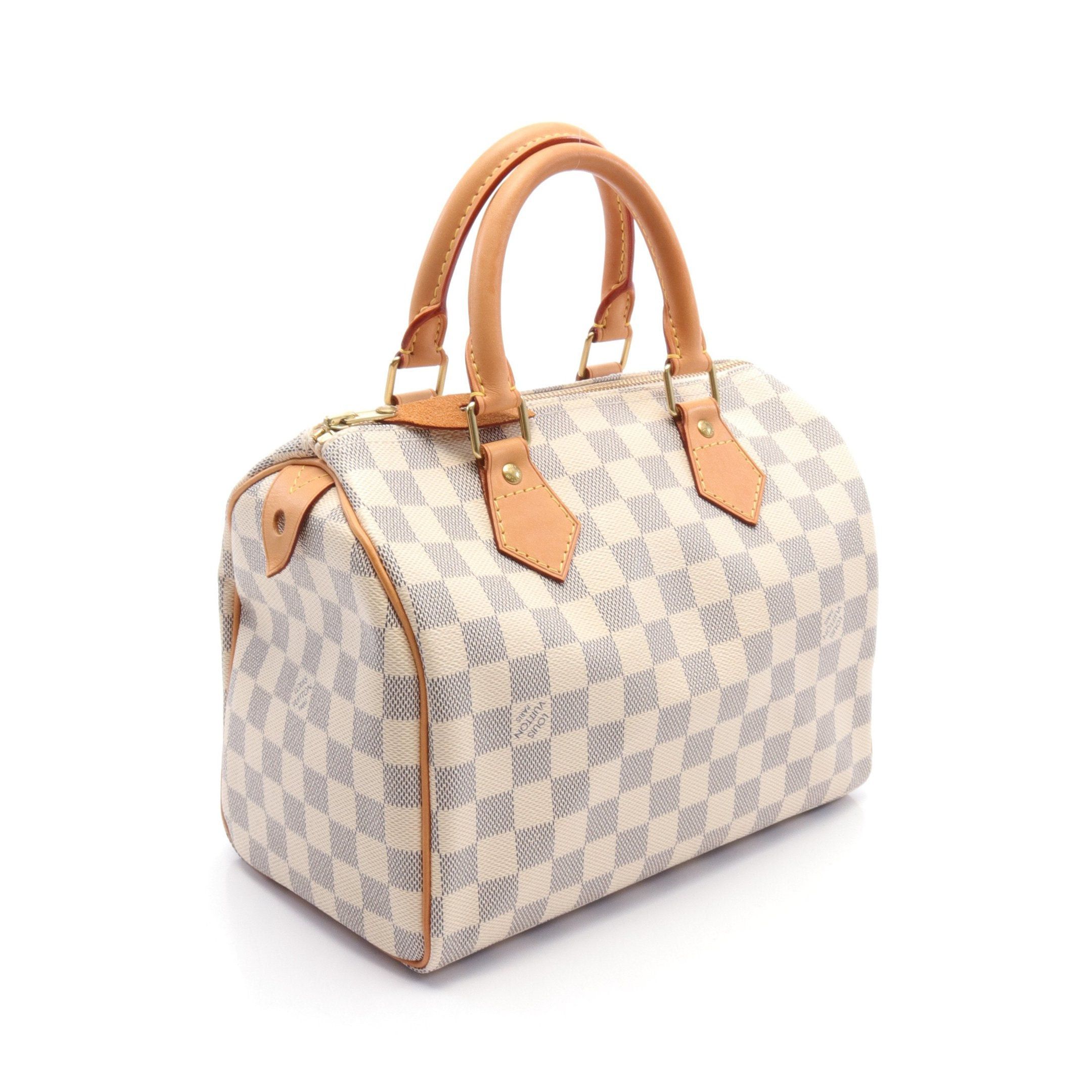 Louis Vuitton Louis Vuitton Speedy 25 Damier Azur Handbag Leather White Size ONE SIZE - 2 Thumbnail