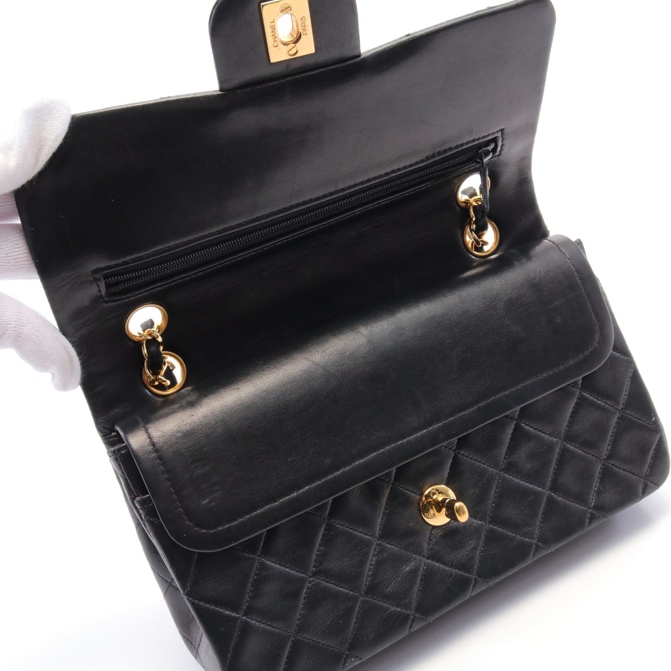 Chanel Chanel Matelasse Double Flap Chain Shoulder Bag Lambskin Black Gold Hardware Size ONE SIZE - 6 Thumbnail