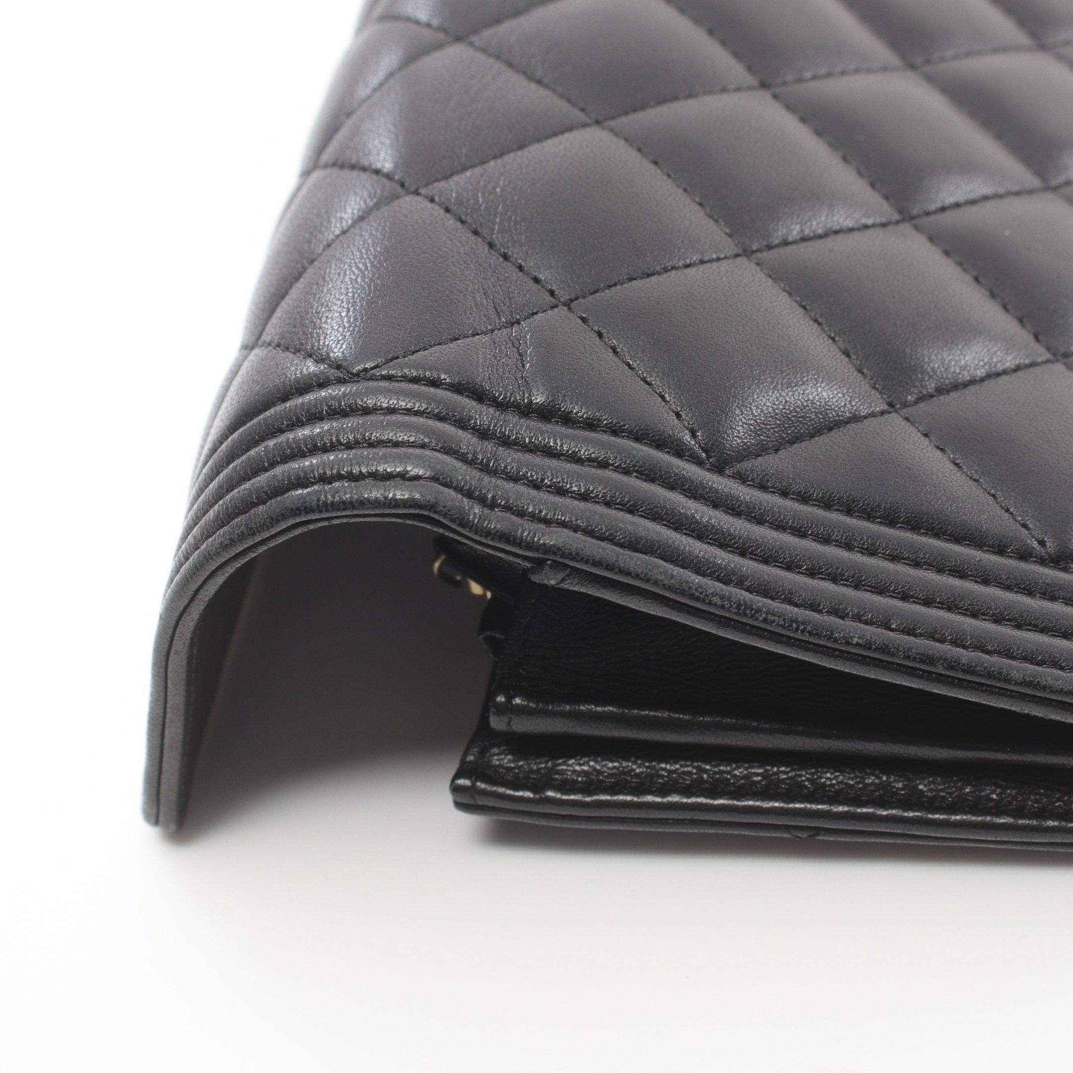 Chanel Chanel Boy Chanel Matelasse Bi-Fold Long Wallet Lambskin Black Gold Hardware Size ONE SIZE - 8 Thumbnail