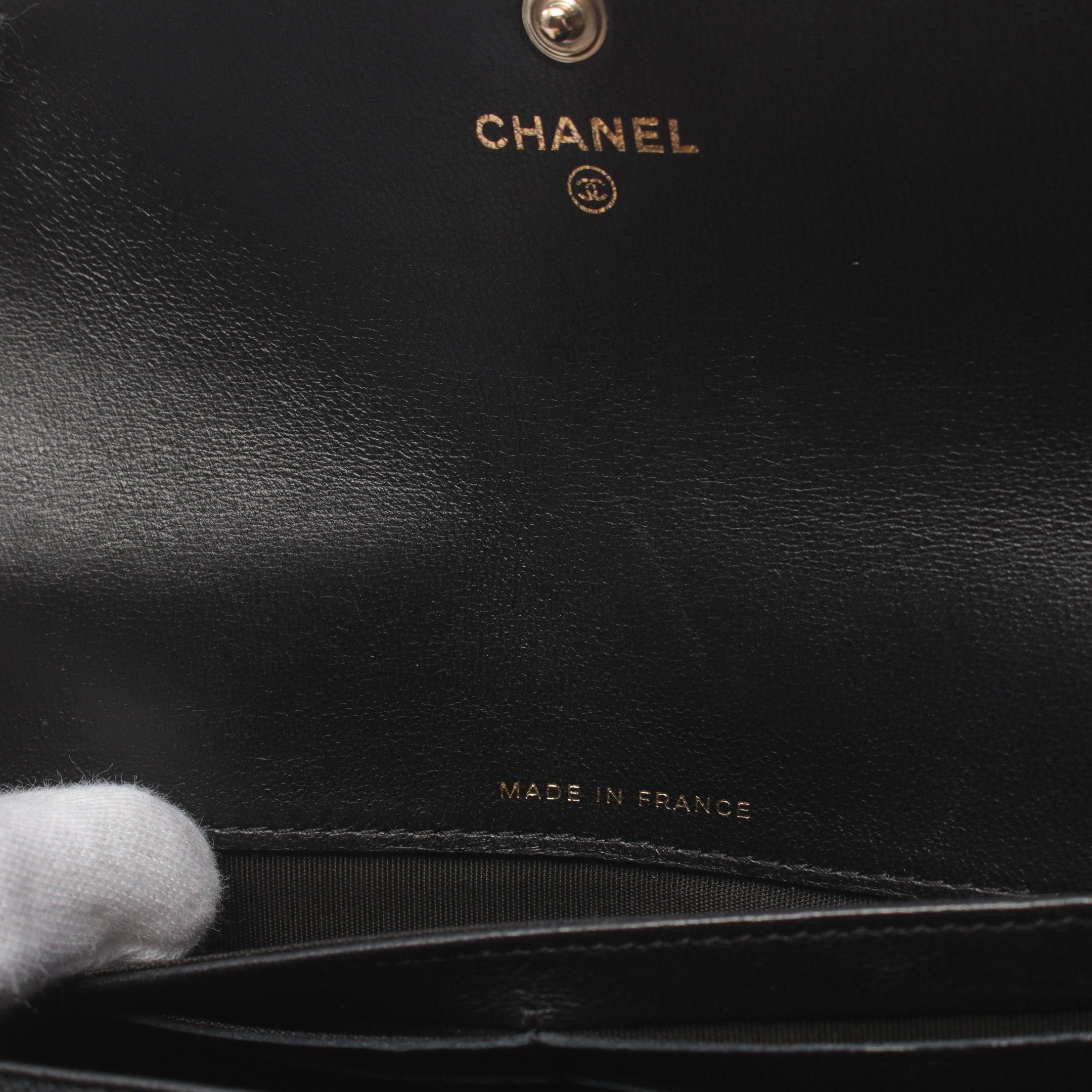 Chanel Chanel Boy Chanel Matelasse Bi-Fold Long Wallet Lambskin Black Gold Hardware Size ONE SIZE - 6 Thumbnail