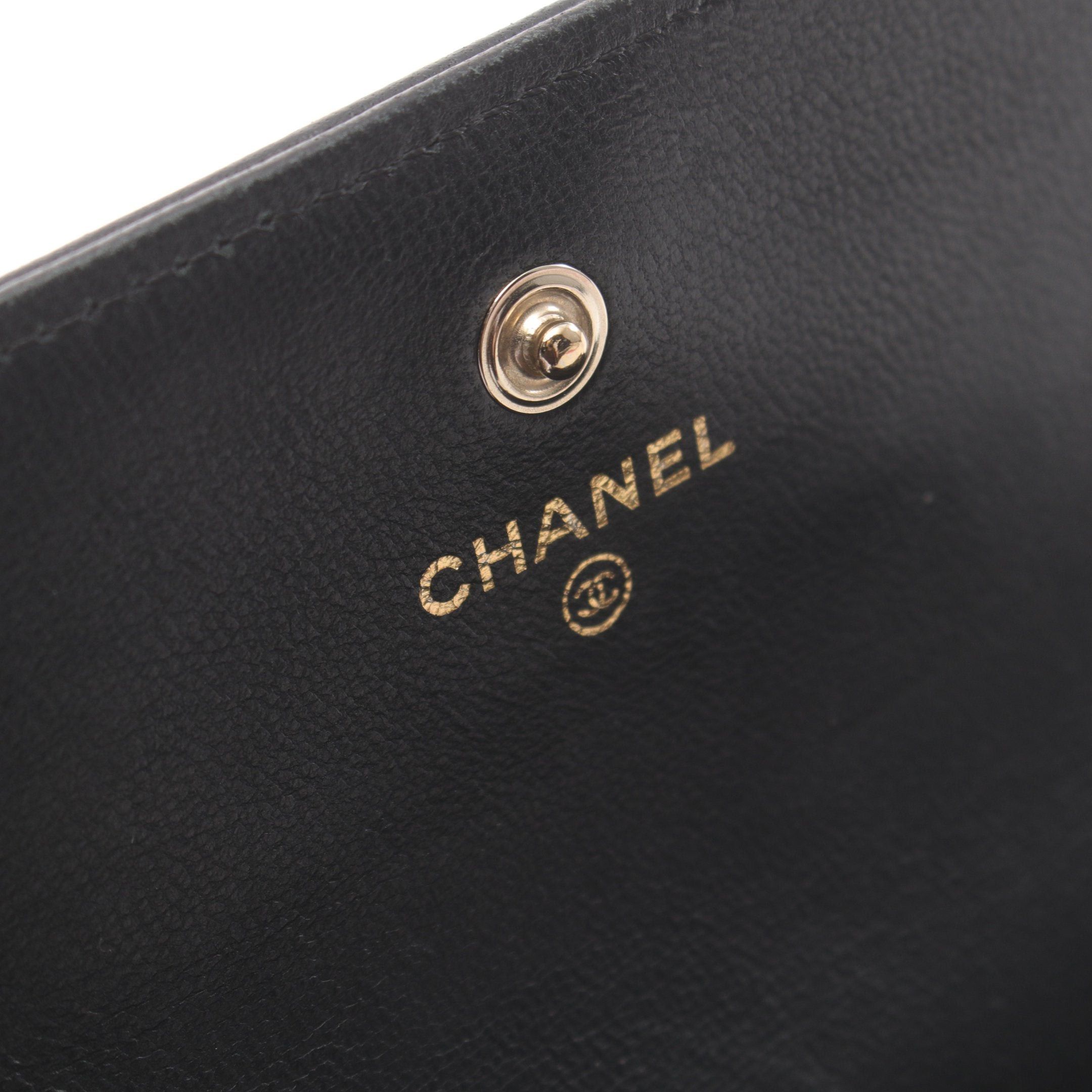 Chanel Chanel Boy Chanel Matelasse Bi-Fold Long Wallet Lambskin Black Gold Hardware Size ONE SIZE - 4 Thumbnail