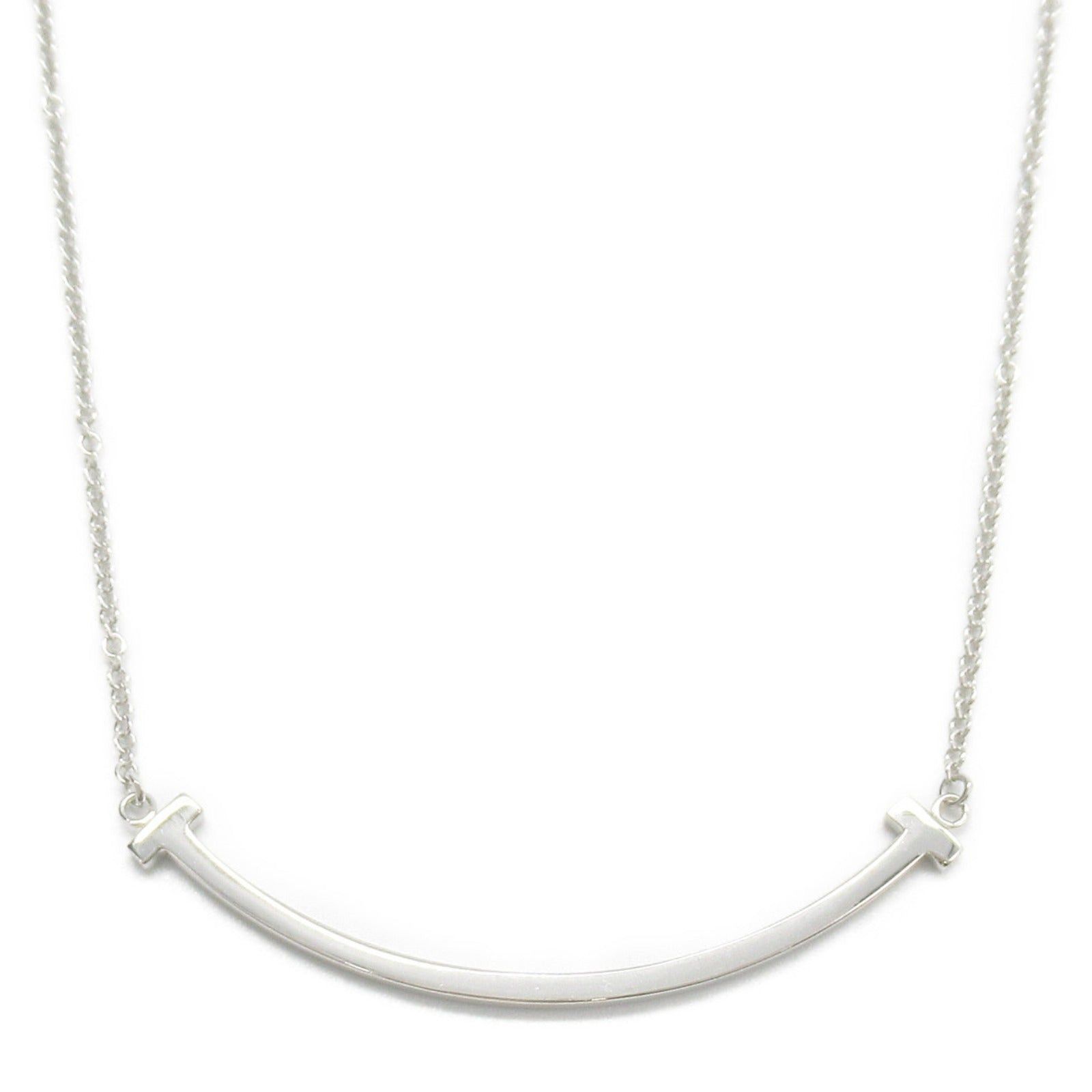 Tiffany & Co. Tiffany Co T Smile Small Necklace K18Wg (White Gold) Silver Size ONE SIZE - 2 Thumbnail