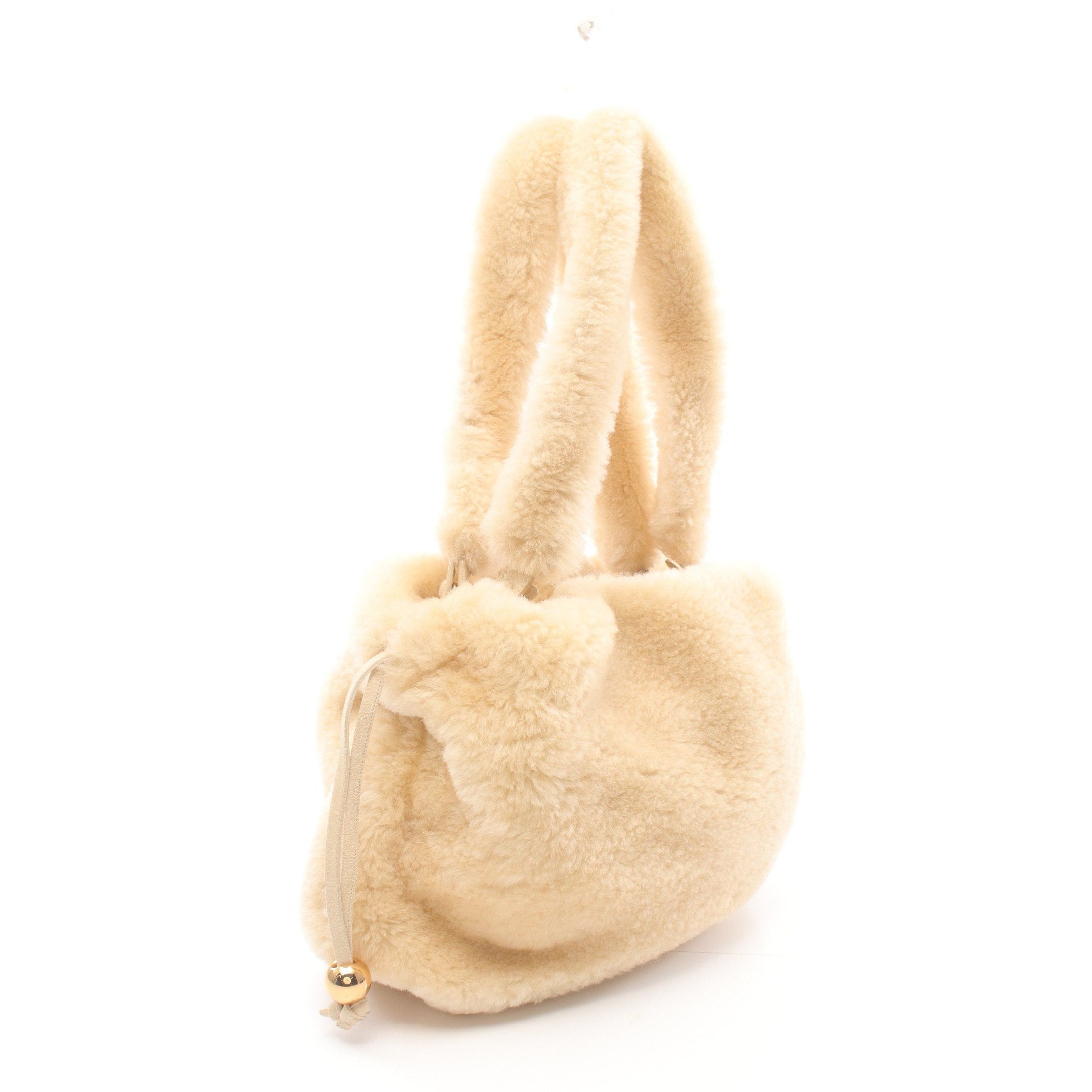 Bottega Veneta Bottega Veneta Valve Handbag Lamb Shearing Beige Size ONE SIZE - 2 Thumbnail