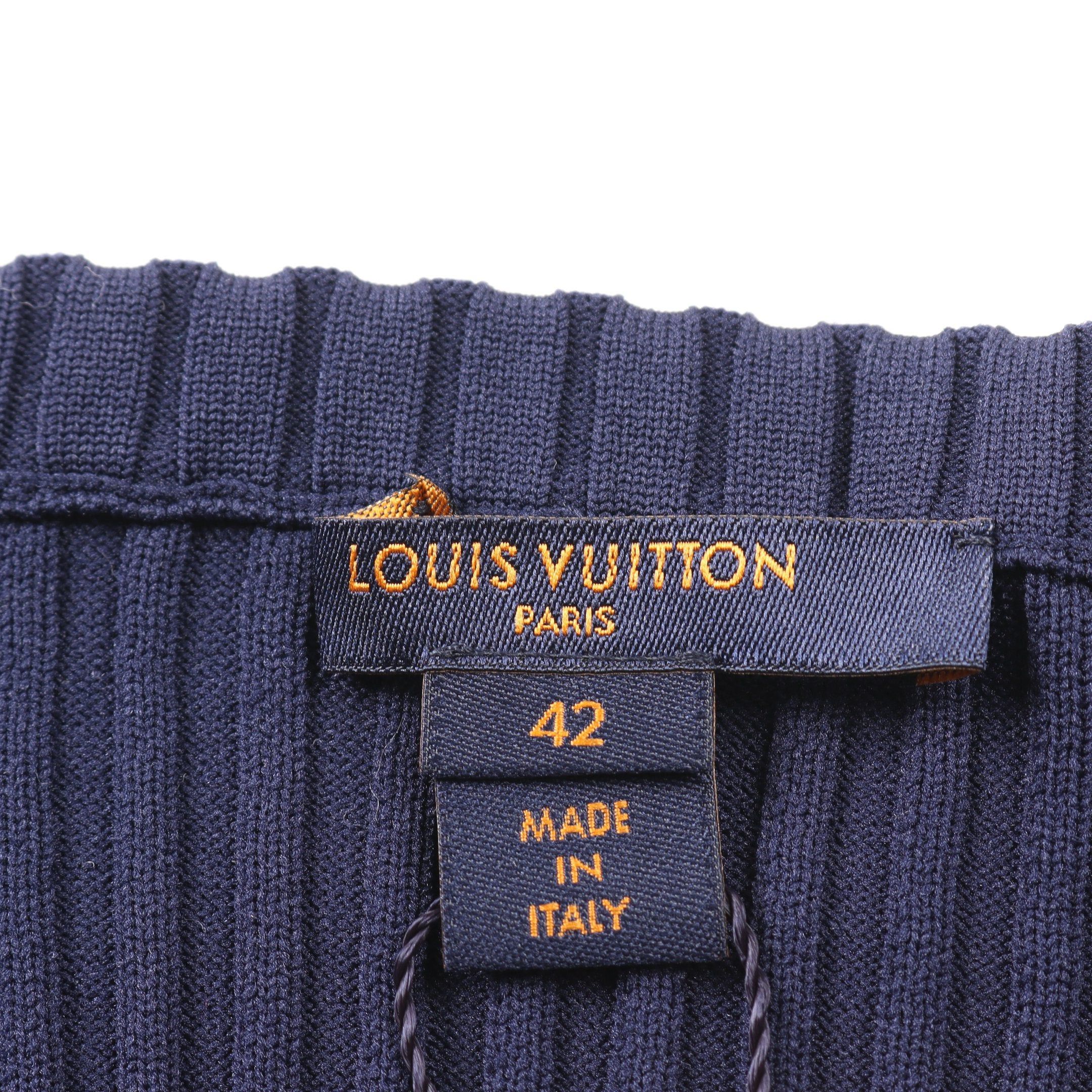 Louis Vuitton Louis Vuitton Full Zip Rib Knit Dress Nylon Cotton Navy Off White Tweed Switching Size ONE SIZE - 3 Thumbnail