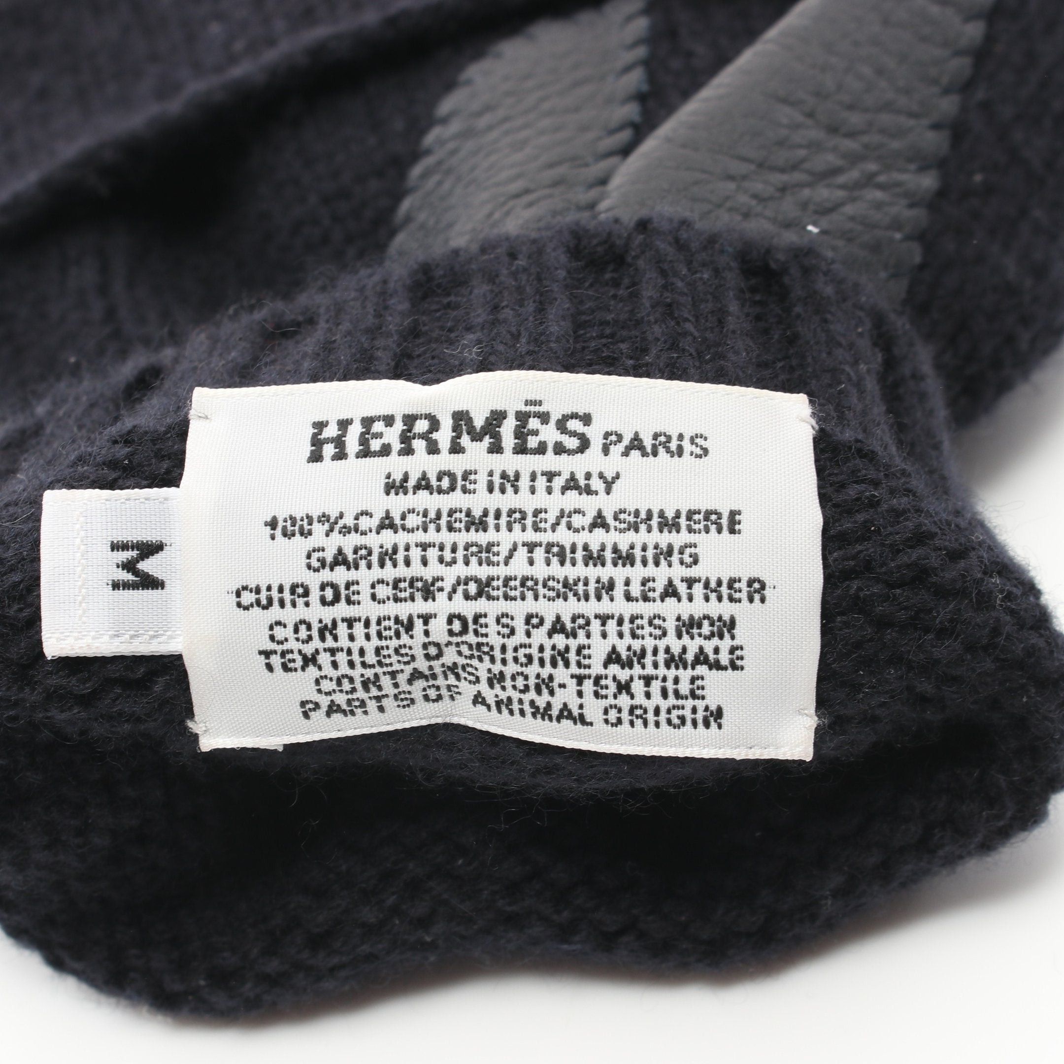 Hermes Hermes Serie Button Fingerless Mitten Cover Gloves Glove Cashmere Leather Navy Silver Hardware Size ONE SIZE - 4 Thumbnail