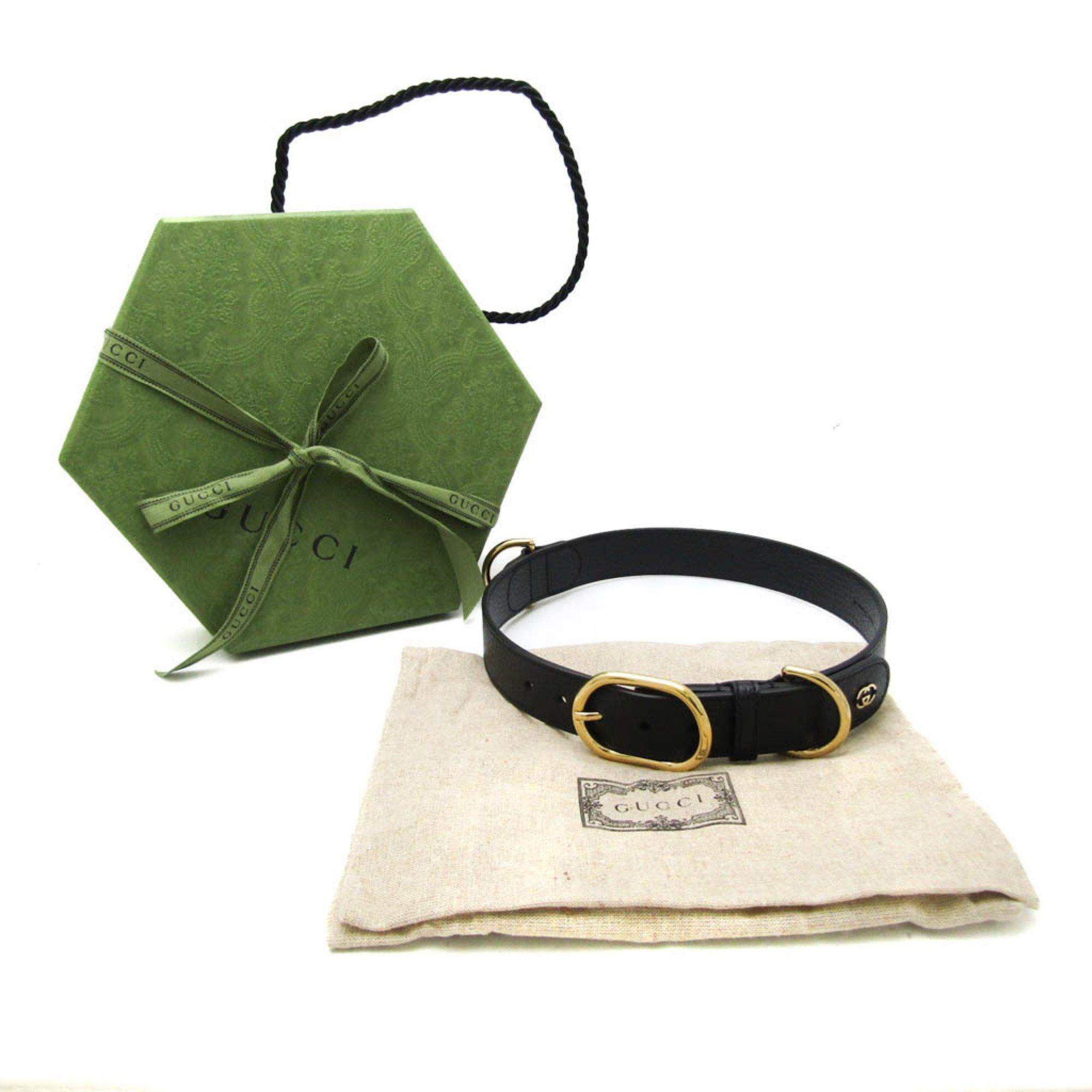 Gucci Gucci Interlocking G 695256 Dog Collar Leather Black Size ONE SIZE - 13 Thumbnail