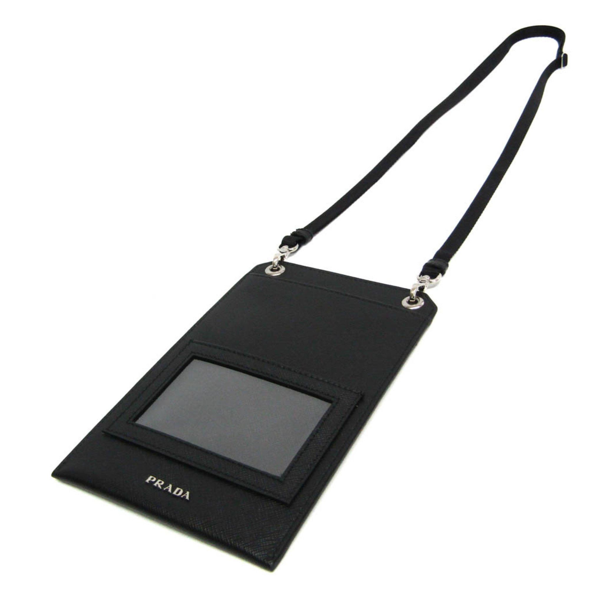 Prada Prada Saffiano Smartphone Case 2ZH067 Men,Women Leather Pouch,Shoulder Bag Black Size ONE SIZE - 2 Thumbnail