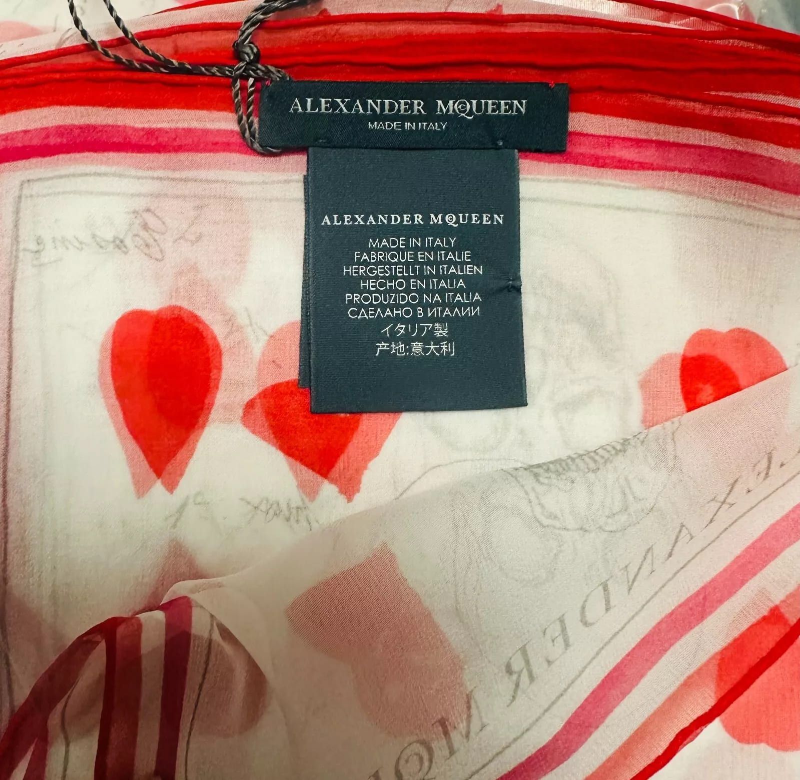 Alexander McQueen Red Chiffon Silk Petal Skull Print Shawl Size ONE SIZE - 8 Thumbnail