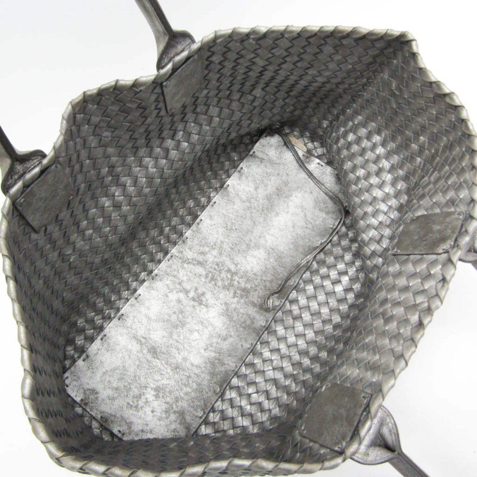 Bottega Veneta Intrecciato Silver Leather Tote Bag (Pre-Owned) Size ONE SIZE - 5 Thumbnail