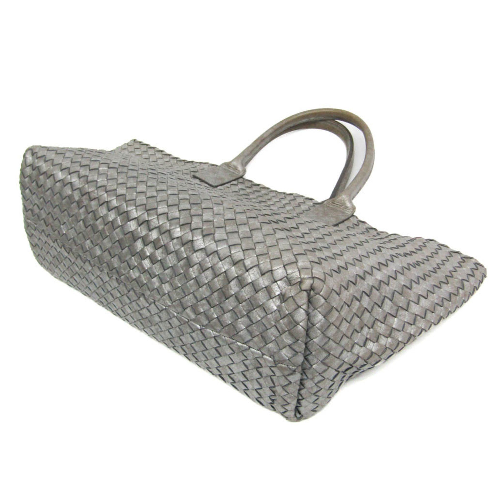 Bottega Veneta Intrecciato Silver Leather Tote Bag (Pre-Owned) Size ONE SIZE - 2 Thumbnail