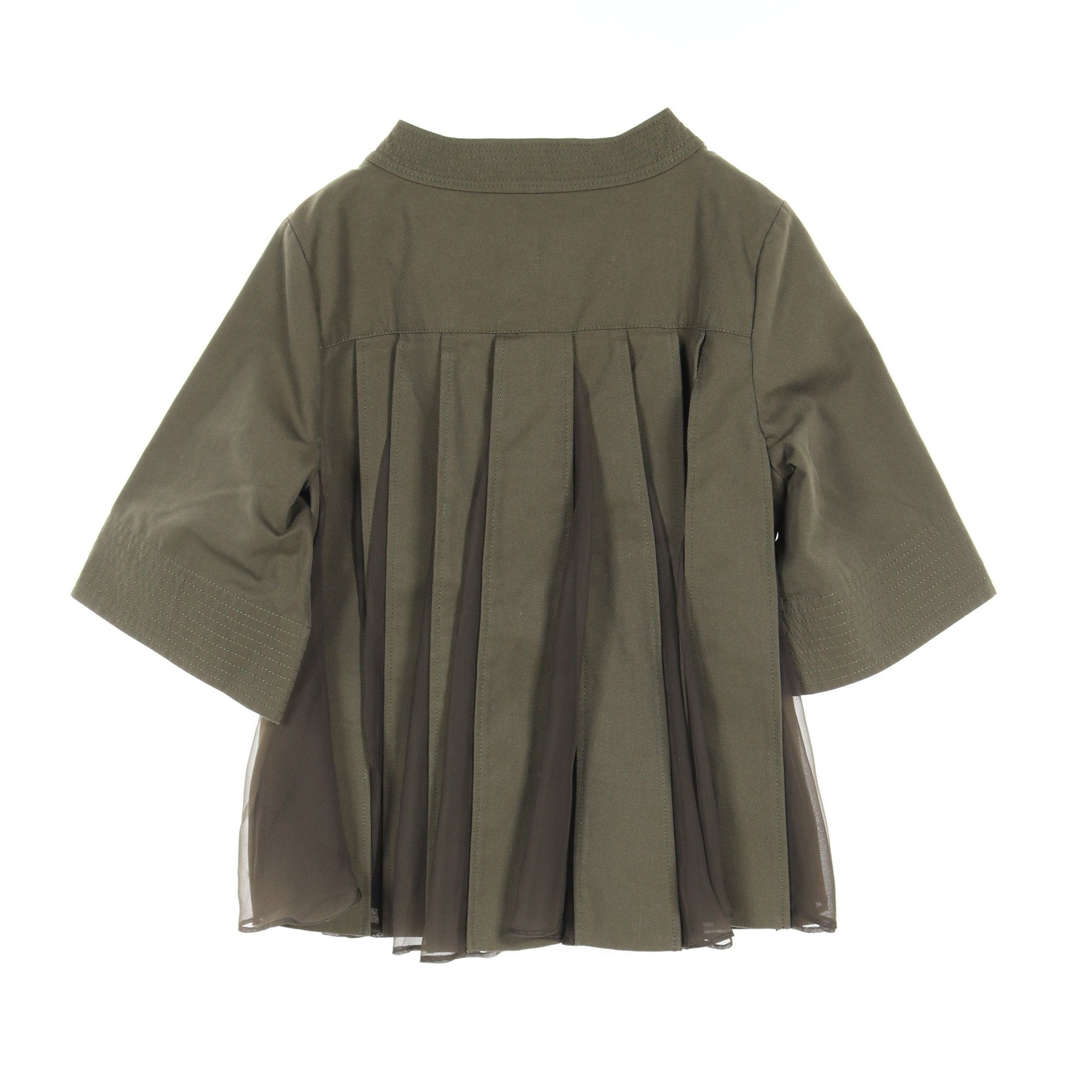 Sacai Sacai Tops Cotton Khaki Green Navy Knit Chiffon Docking Size ONE SIZE - 2 Thumbnail