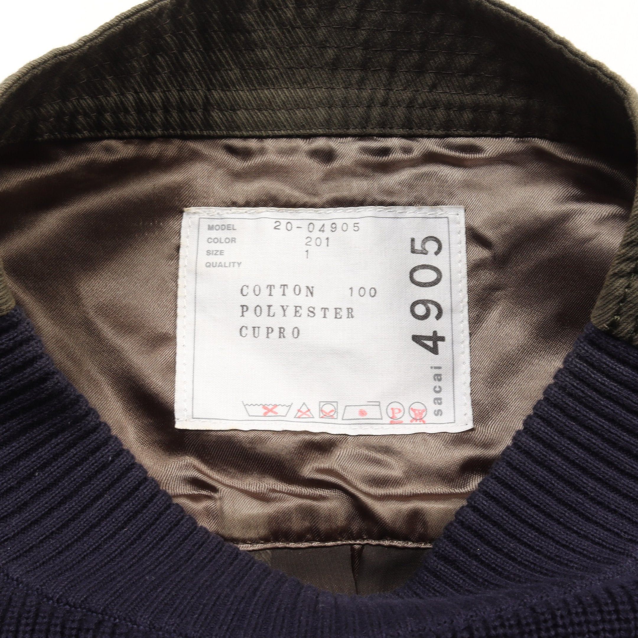 Sacai Sacai Tops Cotton Khaki Green Navy Knit Chiffon Docking Size ONE SIZE - 3 Thumbnail