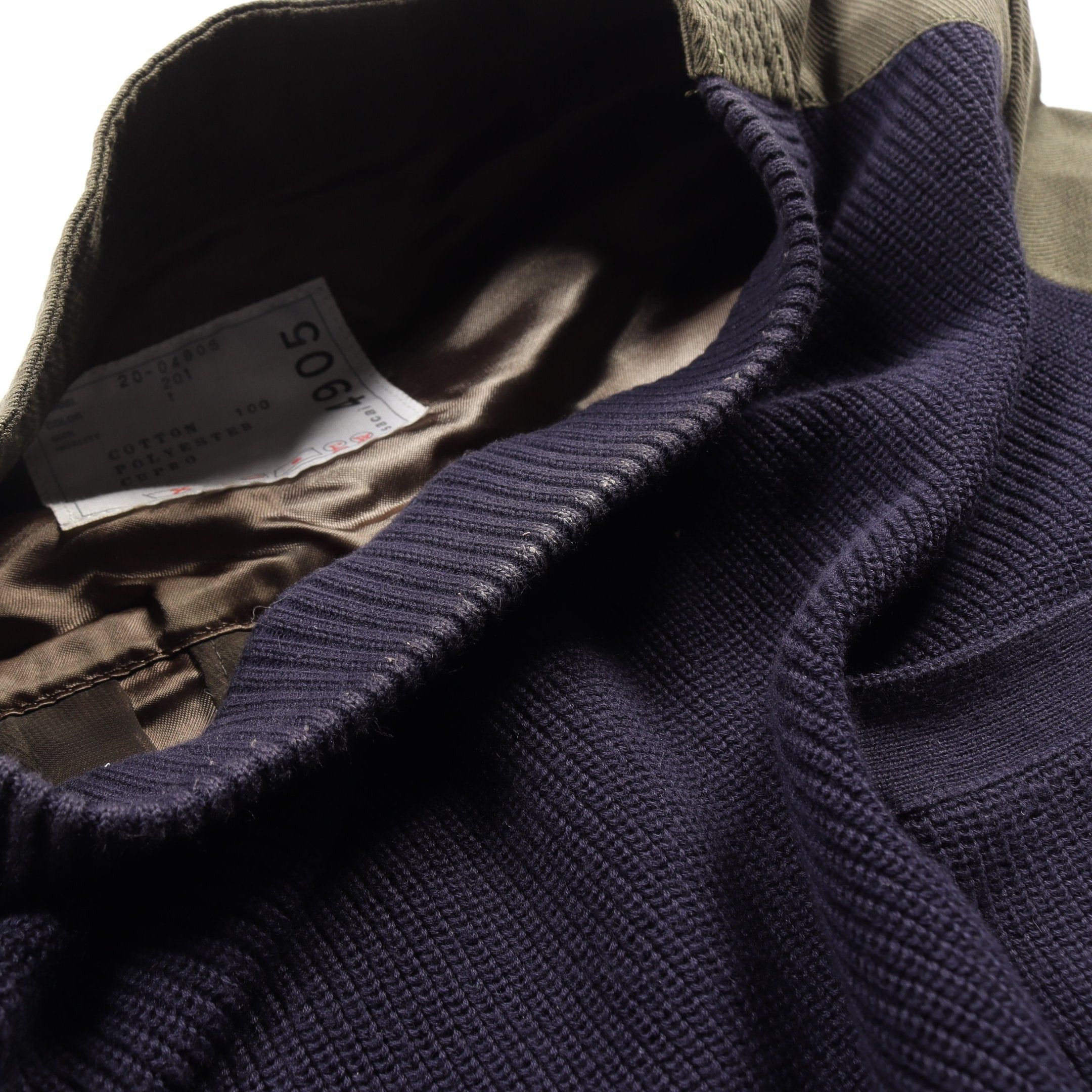 Sacai Sacai Tops Cotton Khaki Green Navy Knit Chiffon Docking Size ONE SIZE - 5 Thumbnail