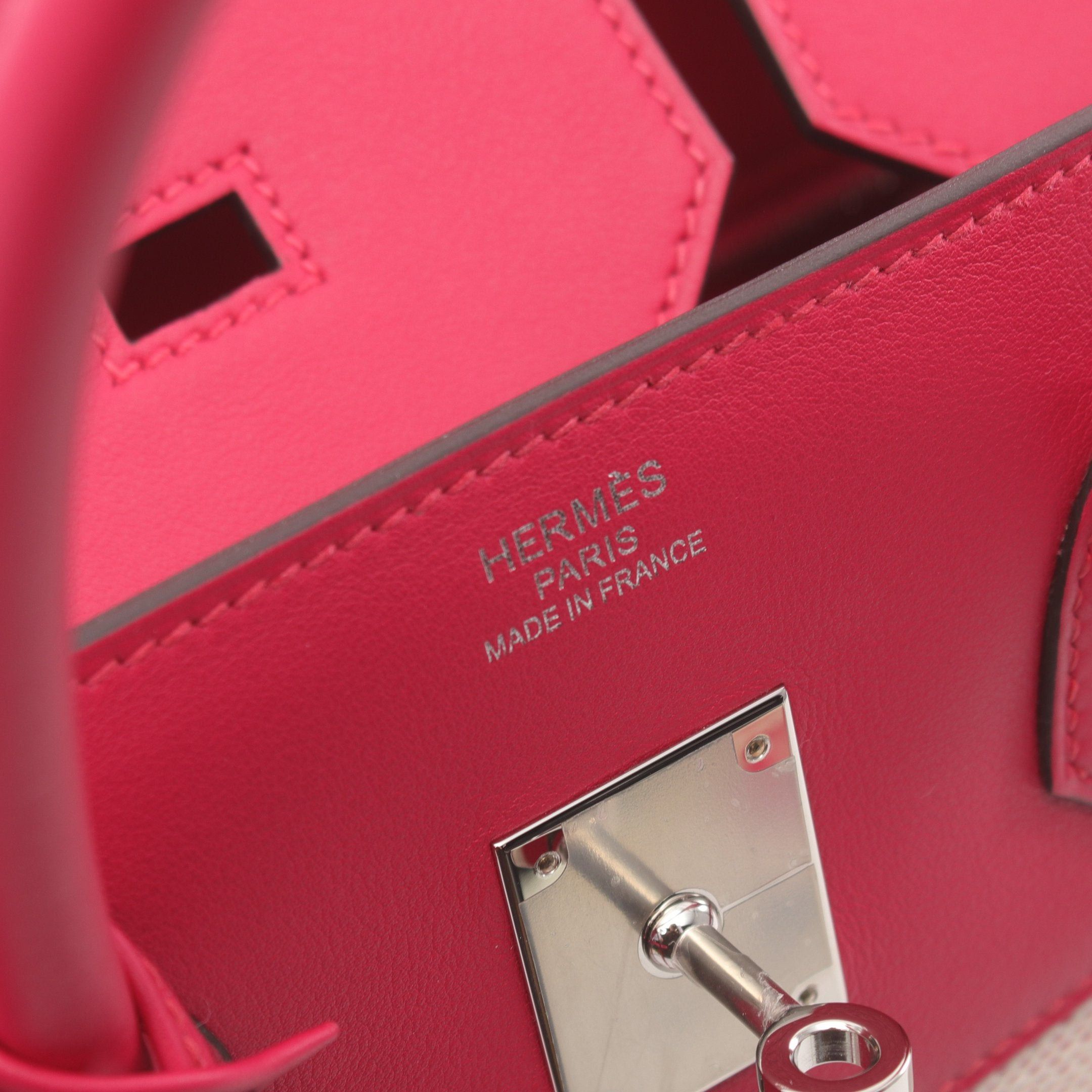 Hermes Hermes Birkin 35 Hurray, Hurray Raspberries Handbag Twill Ash Veau Swift Pink Purple Silver Hardware Z Stamp Size ONE SIZE - 4 Thumbnail