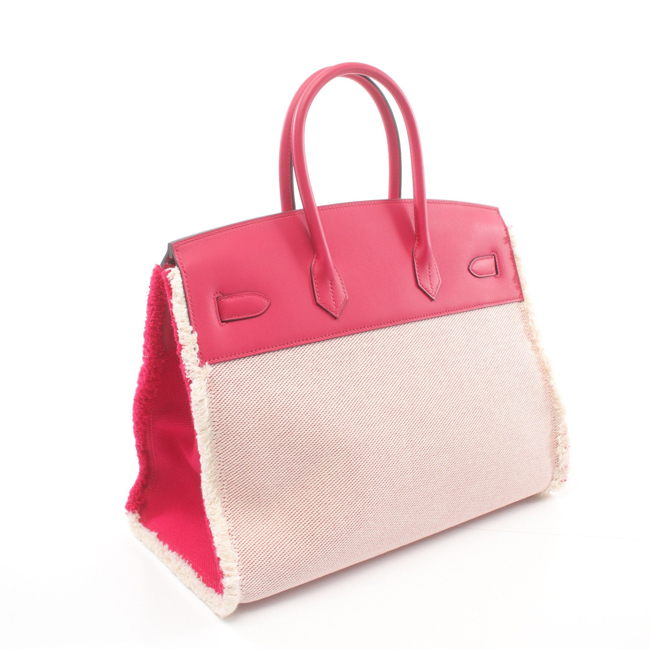 Hermes Hermes Birkin 35 Hurray, Hurray Raspberries Handbag Twill Ash Veau Swift Pink Purple Silver Hardware Z Stamp Size ONE SIZE - 2 Thumbnail