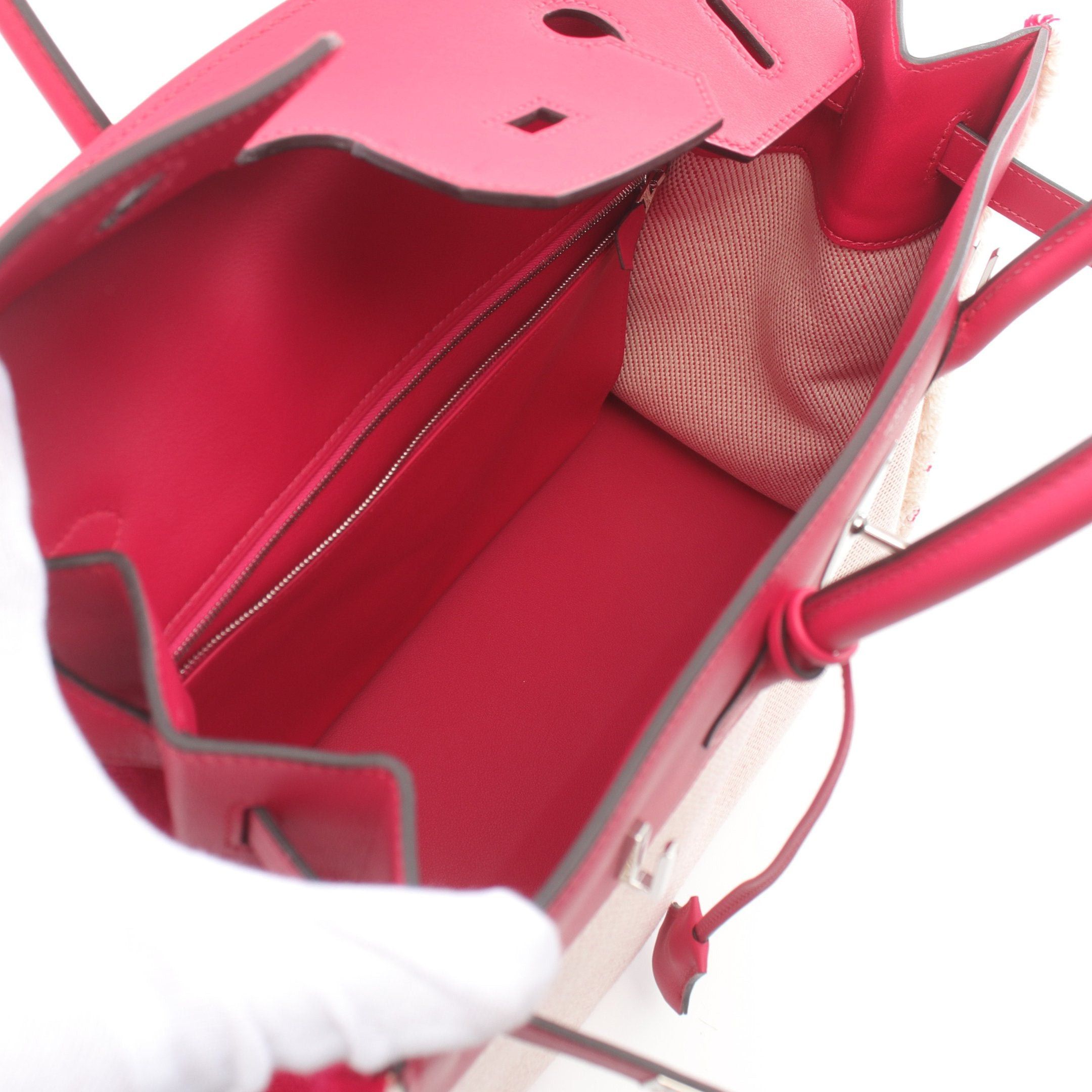 Hermes Hermes Birkin 35 Hurray, Hurray Raspberries Handbag Twill Ash Veau Swift Pink Purple Silver Hardware Z Stamp Size ONE SIZE - 3 Thumbnail