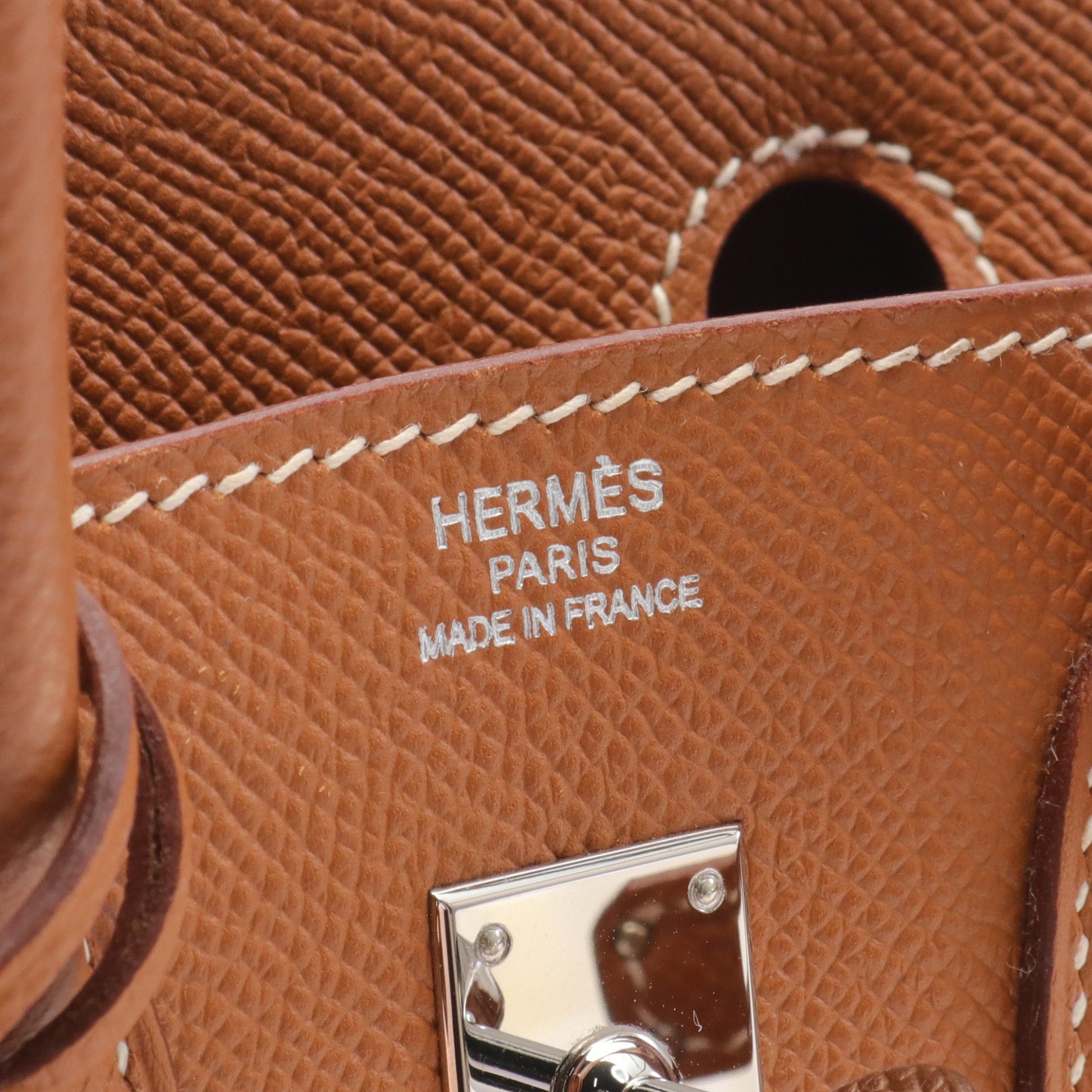 Hermes Hermes Birkin 25 Gold Handbag Veau Epsom Brown Silver Hardware □M Stamp (Manufactured Around 2009) Size ONE SIZE - 4 Thumbnail