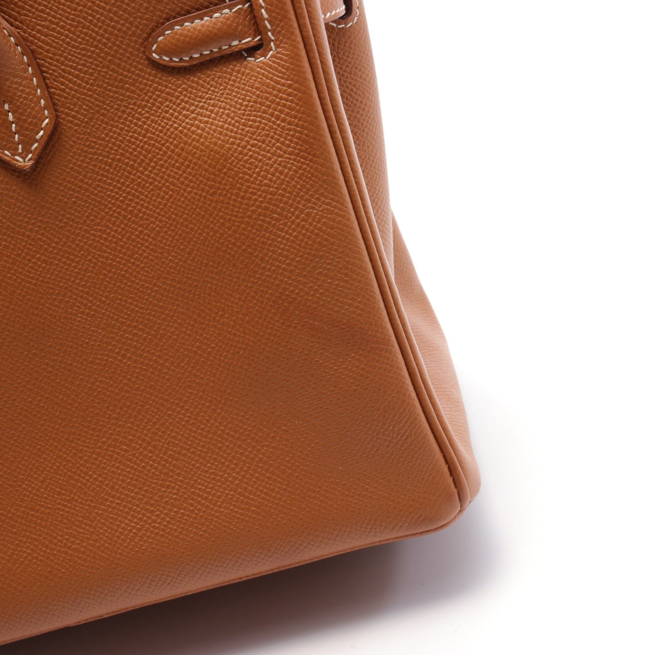 Hermes Hermes Birkin 25 Gold Handbag Veau Epsom Brown Silver Hardware □M Stamp (Manufactured Around 2009) Size ONE SIZE - 8 Thumbnail